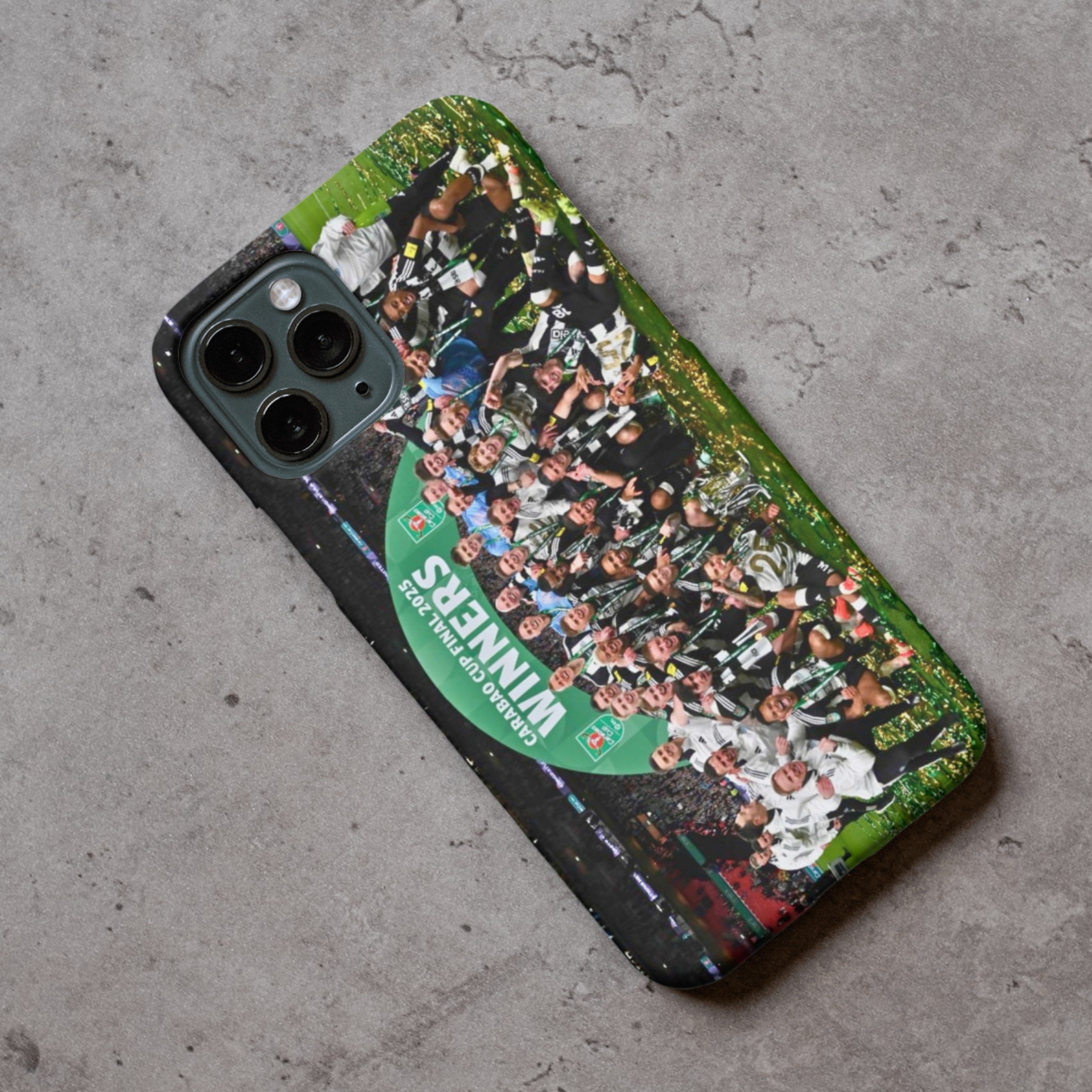 Newcastle United 2025 Cup Winners Protective Premium Hard Rubber Silicone Phone Case Cover