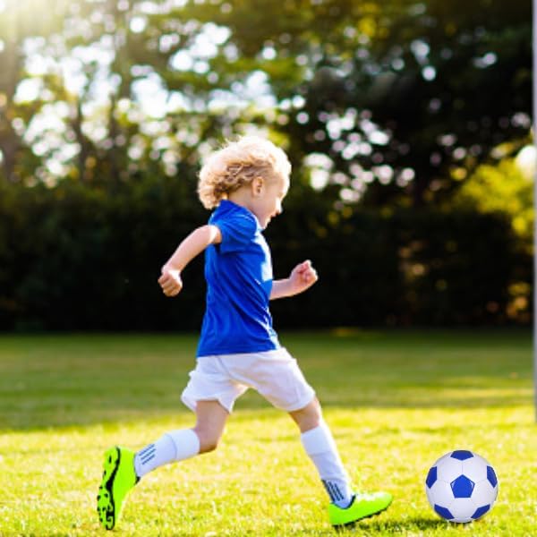 Soccer Ball Size 2,3,4,5 White Blue Outdoor and Indoor School Sports Activity Anti-Explosion Classic Design Suitable for Kids Toddler Boy Gift Training Practice - Image 5