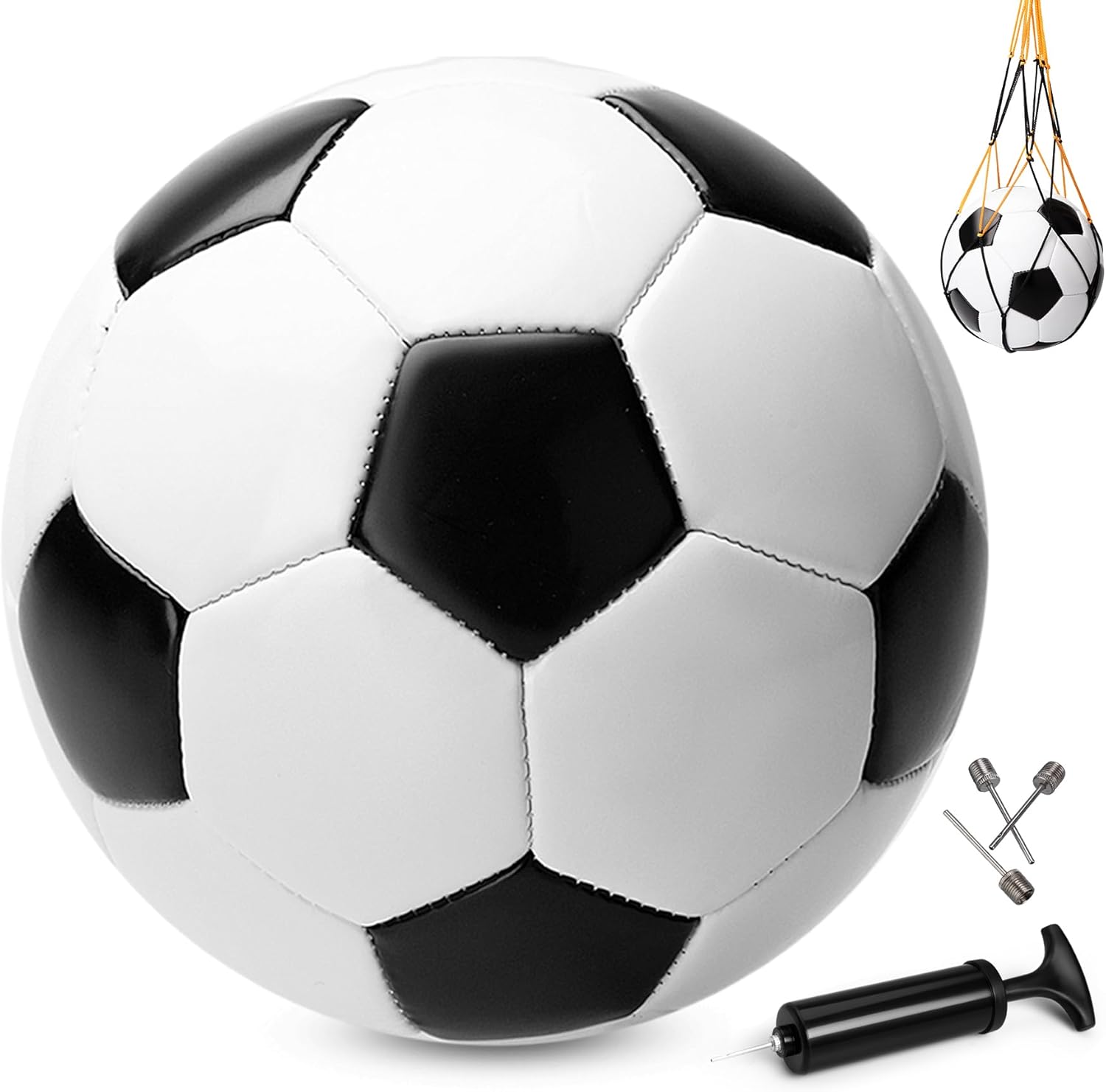 Soccer Ball Size 3/4/5 with Pump & Bag - Pack of 1, 2 or 3 - Operation Christmas Balls - Classic Black & White - Indoor Outdoor - Durable & Long-Lasting - Ideal Gift for Toddler Kids Youth & Adults