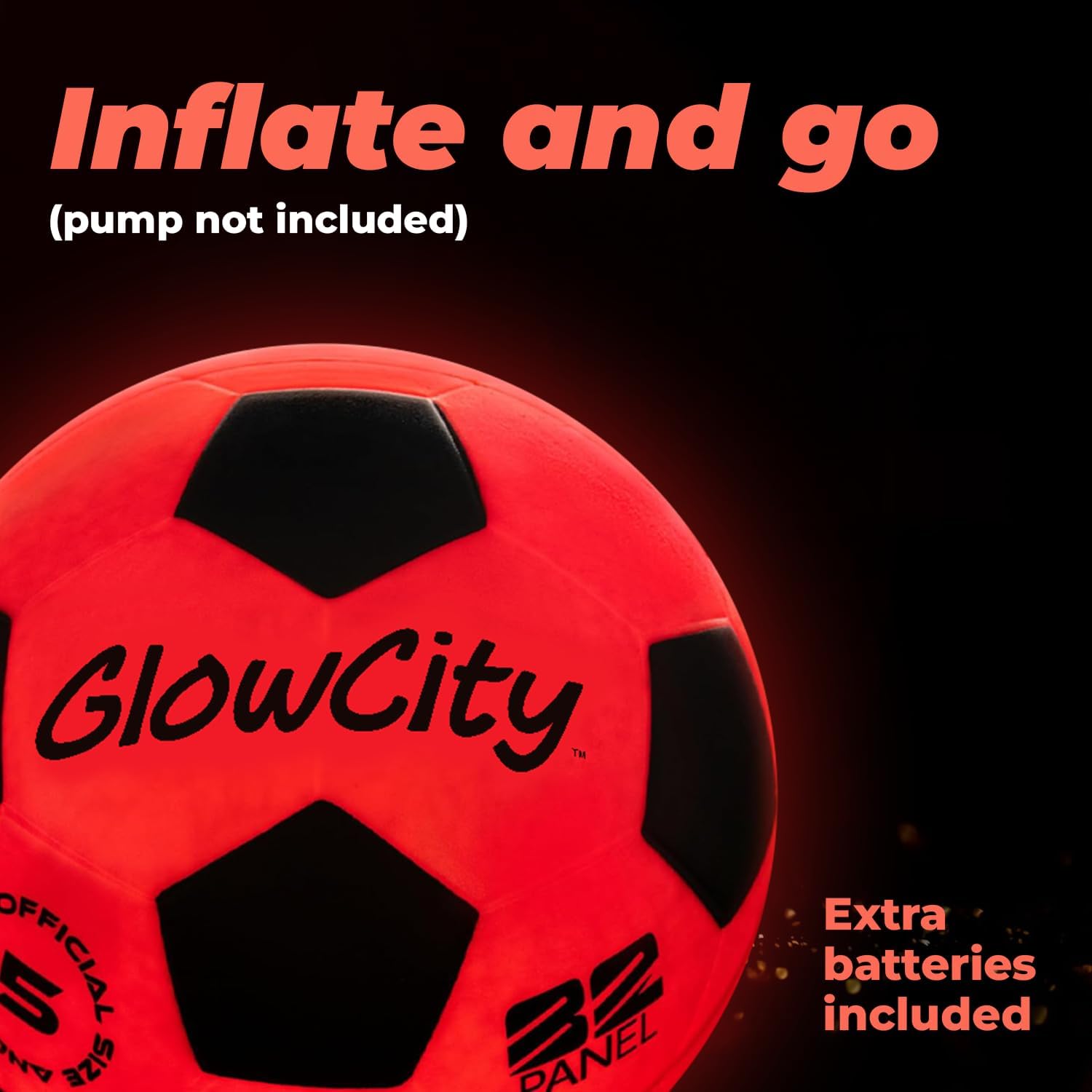 GlowCity Glow in The Dark Soccer Ball | Light Up Indoor/Outdoor Soccer Ball with 2 LED Lights | Pre-Installed Batteries | Fun Gift for Teens - Image 4