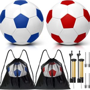 2 Pack Deflated Soccer Ball with Pump for 4-14 Years Old Christmas Shoebox Gifts Size 3,Size 4,Size 5 Items Bulk Deals Soccer Balls with Mesh Sport Bag Pump Needle for Shoebox Packing Party
