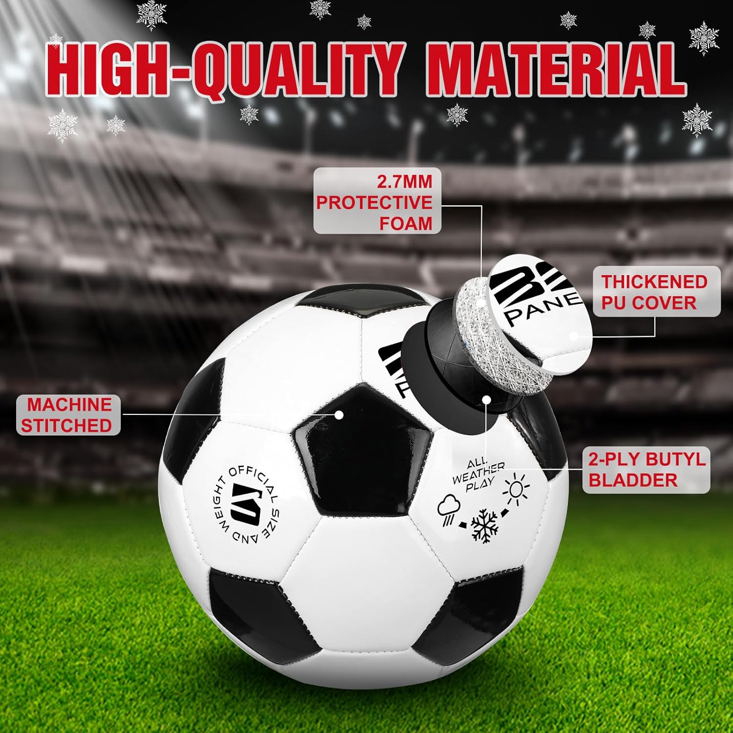 Shappy 4 Pcs Operation Christmas Deflated Soccer Ball Bulk with Pump Mesh Bag Official Size 3 4 5 Indoor Outdoor Colorful Sport Gift Child Adult Charity Donation - Image 3