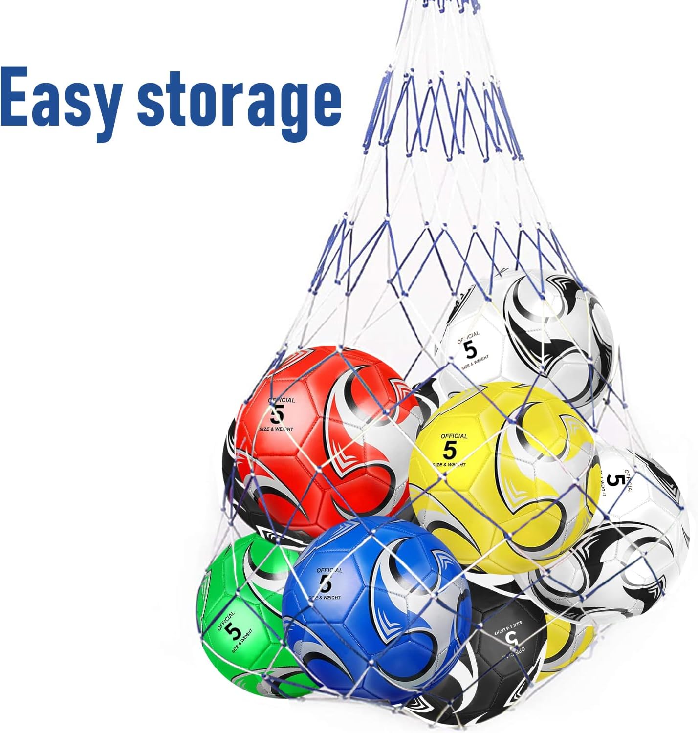 6 Pack Size 5/4/3 Soccer Balls for Training & Matches – Official Size & Weight, Includes Carry Net, Needles, Air Pump – Ideal for Youth and Adult Players - Image 6