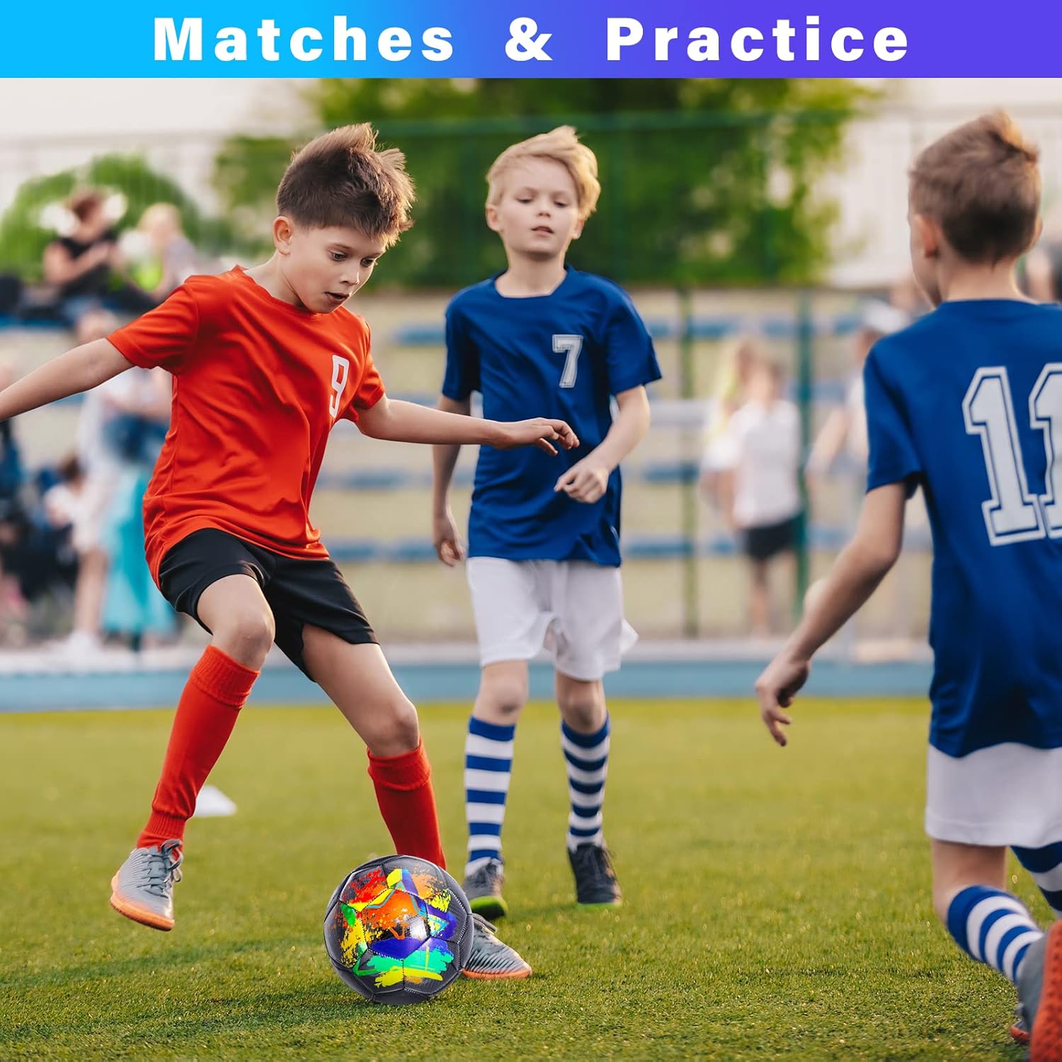 Size 4 Soccer Ball, Durable Long-Lasting Construction Soccer Balls for Kids Teens Boys Girls Youth Soccer Players Skill Practicing Training Gifts - Image 3