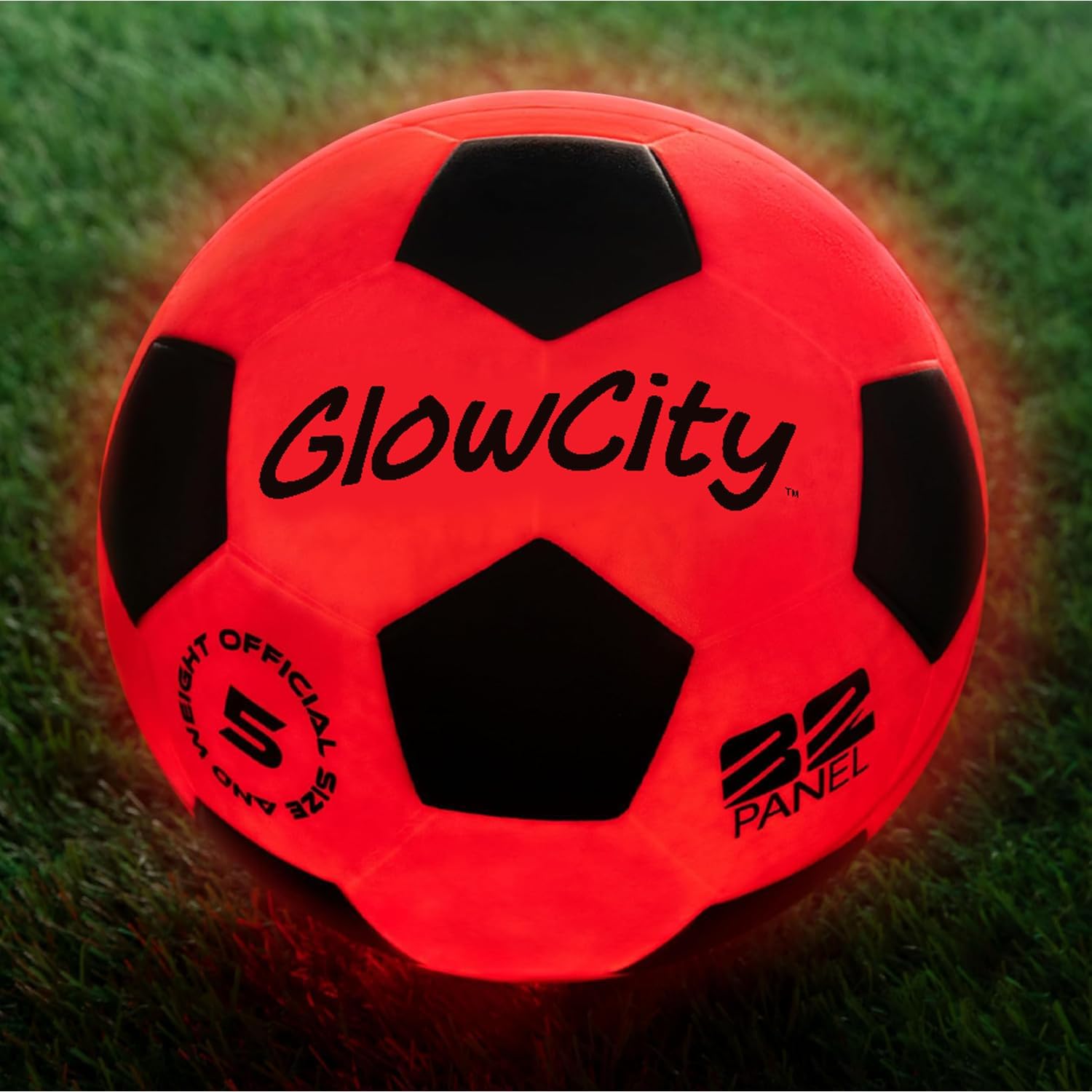 GlowCity Glow in The Dark Soccer Ball | Light Up Indoor/Outdoor Soccer Ball with 2 LED Lights | Pre-Installed Batteries | Fun Gift for Teens