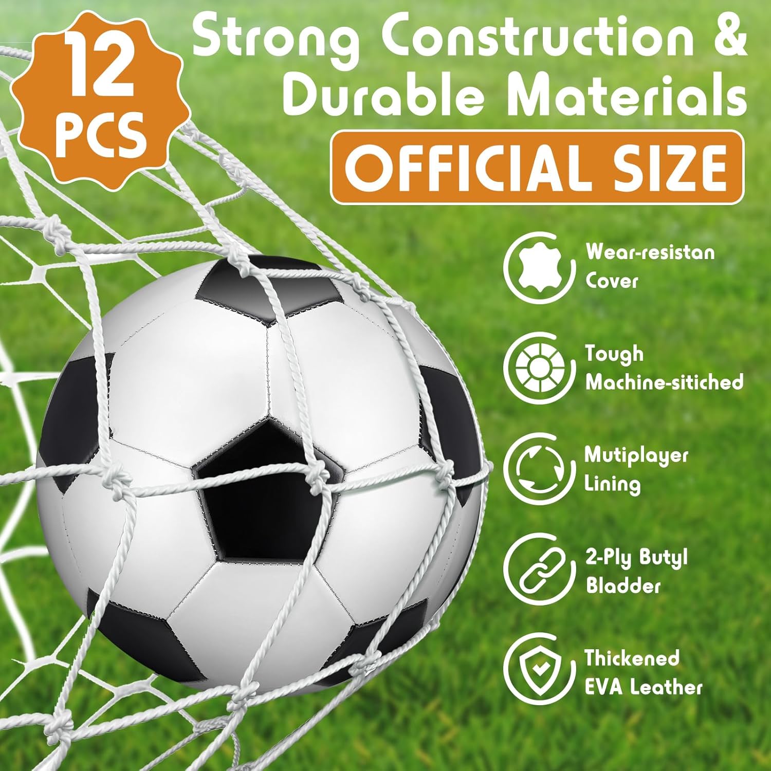 12 Pack Operation Christmas Bulk Items Soccer Ball with Pump Needles, Official Size 3/4/5 Soccer Ball Deflated Gift for Christian Charity Donation Training Practice - Image 4