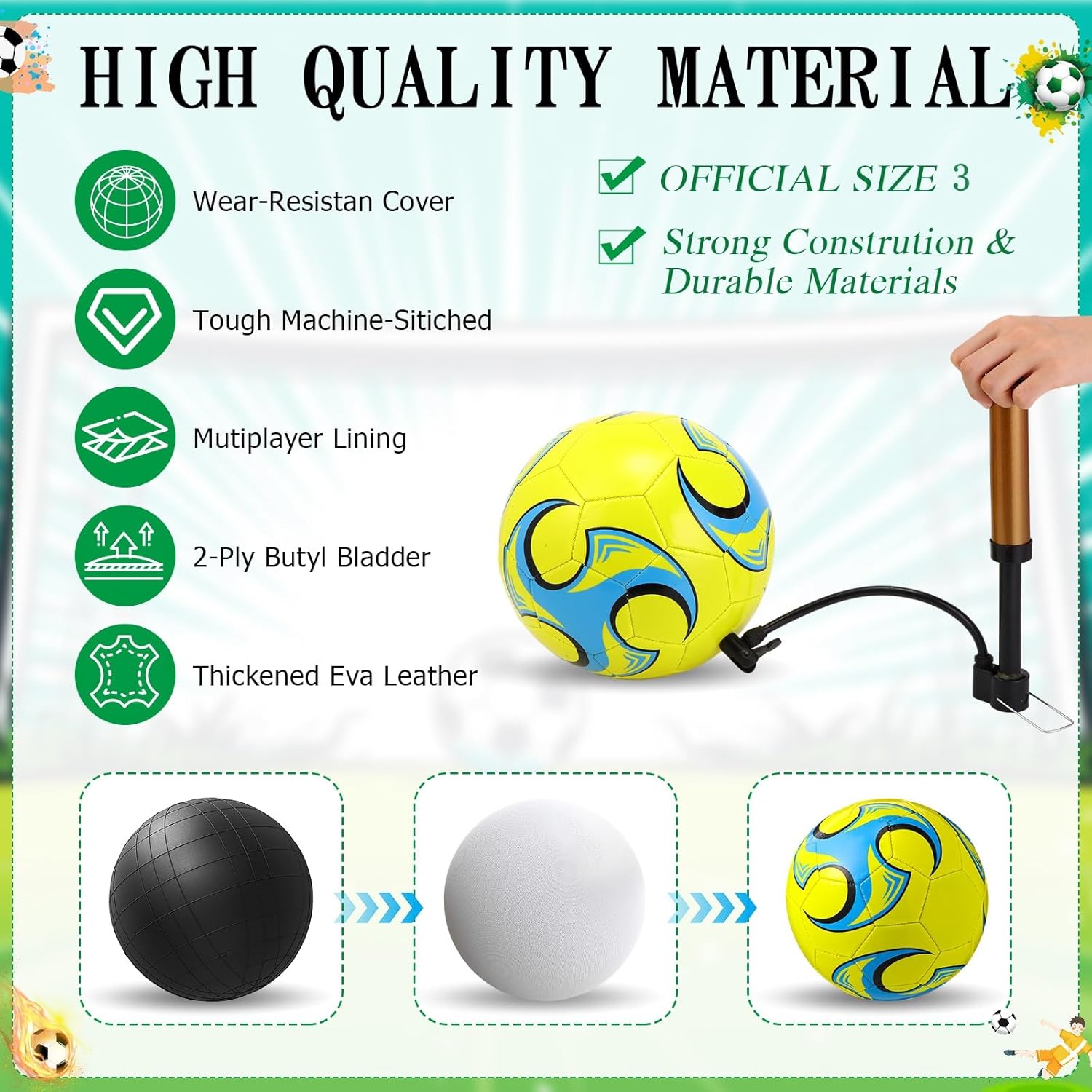 12 Sets Operation Christmas Deflated Soccer Ball Bulk with Pump Jump Rope, Bulk Soccer Balls 7.25 ft Adjustable Skipping Rope Outside Sport Balls - Image 4