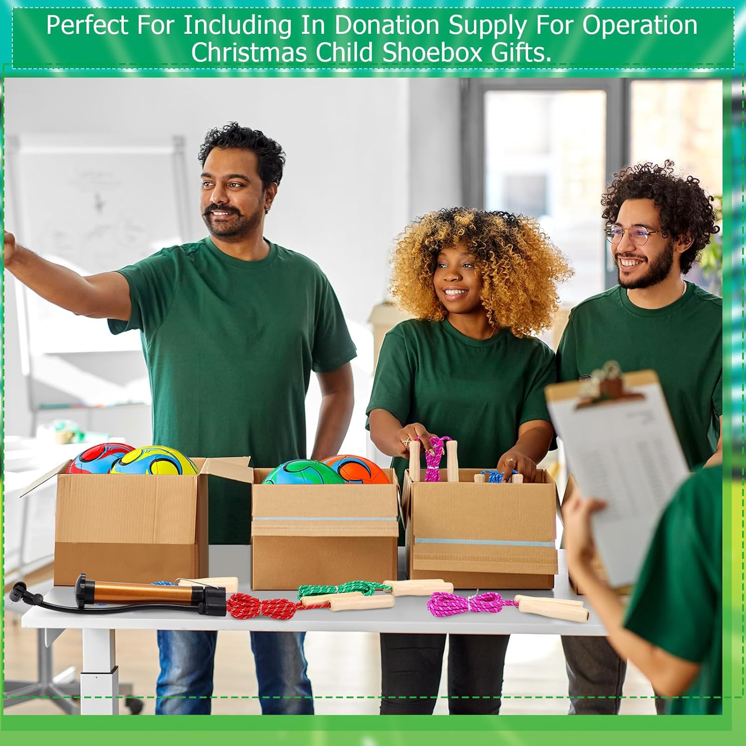 12 Sets Operation Christmas Deflated Soccer Ball Bulk with Pump Jump Rope, Bulk Soccer Balls 7.25 ft Adjustable Skipping Rope Outside Sport Balls - Image 6