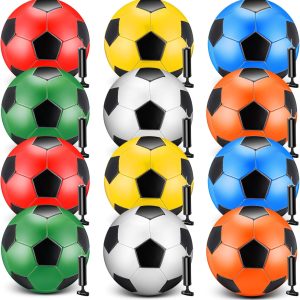 12 Pack Operation Christmas Bulk Items Soccer Ball with Pump Needles, Official Size 3/4/5 Soccer Ball Deflated Gift for Christian Charity Donation Training Practice