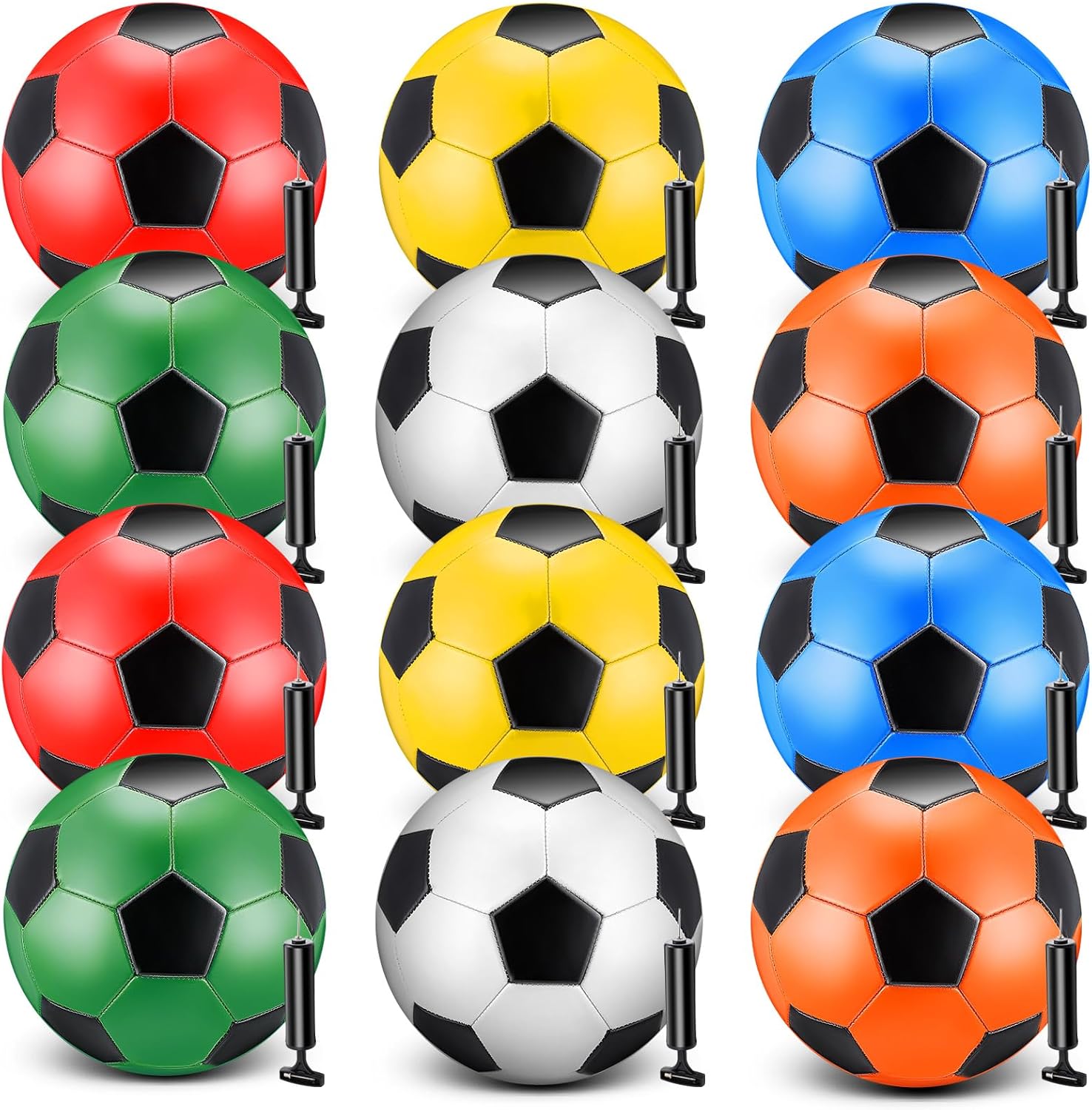 12 Pack Operation Christmas Bulk Items Soccer Ball with Pump Needles, Official Size 3/4/5 Soccer Ball Deflated Gift for Christian Charity Donation Training Practice
