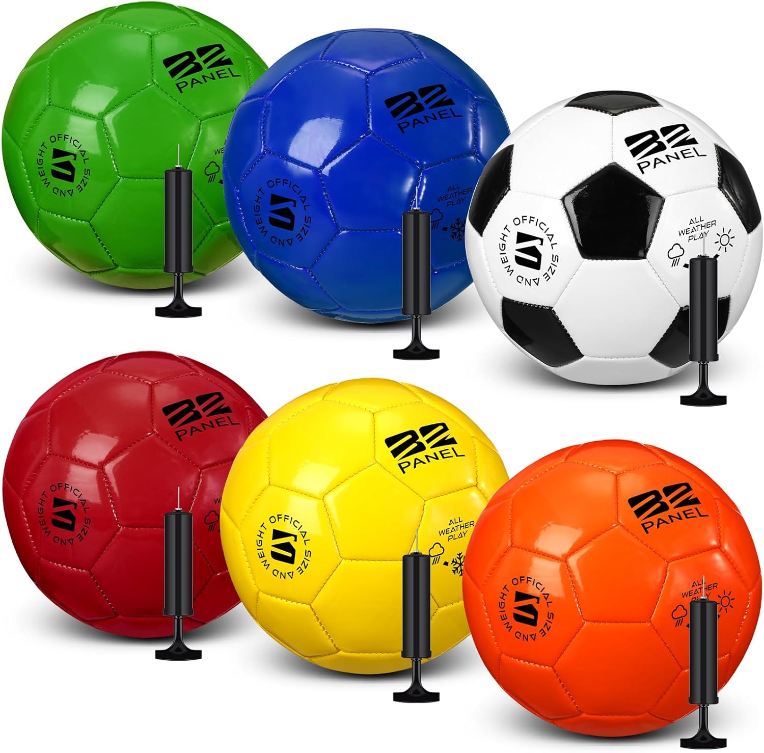 6 Pcs Operation Christmas Soccer Ball Bulk with Pump Needles, Official Deflated Soccer Ball Gift for Youth Adult Game Training Practice Christian Charity Donation