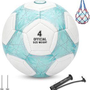 STEEFAN Teal/Blue/Pink Soccer Ball Size 4 for Kids Outdoor Play,Color Change Soccer Official Ball with Needles and Air Pump,Gift Idea for Kid Teen Boy Girl Junior Women,Indoor Outdoor Game Soccer Ball