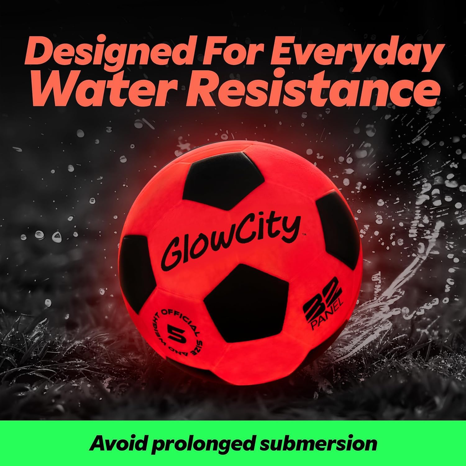 GlowCity Glow in The Dark Soccer Ball | Light Up Indoor/Outdoor Soccer Ball with 2 LED Lights | Pre-Installed Batteries | Fun Gift for Teens - Image 3