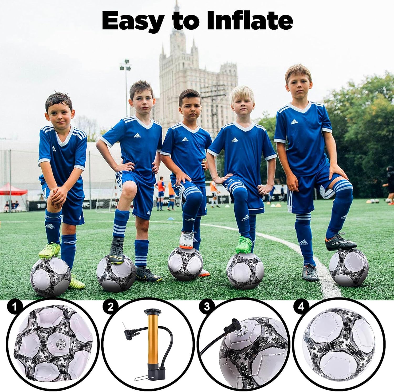 6 Pack Classic deflated Soccer Balls Size 3/4/5 with Pump and Mesh Bag for Indoor Outdoor Lawn Game Training Practice Bulk Sport Gift for Teens Adults - Image 4