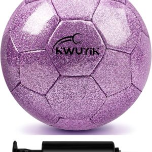 Size 3 4 5 Glitter Pink Gold Purple Soccer Ball with Pump Youth Toddler Soccer Ball for Kids Aged 4-6 6-8 8-12 Training Ball for Teens Boys Girls