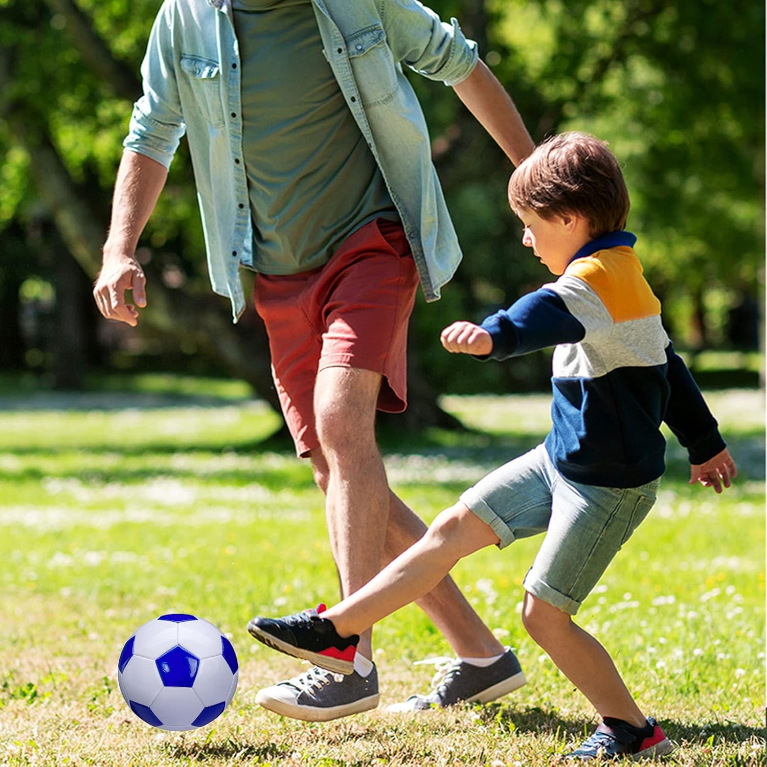 Soccer Ball Size 2,3,4,5 White Blue Outdoor and Indoor School Sports Activity Anti-Explosion Classic Design Suitable for Kids Toddler Boy Gift Training Practice - Image 9