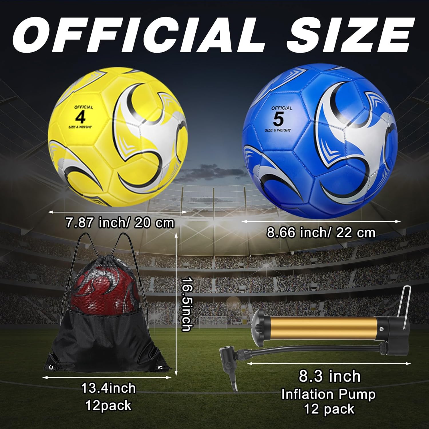 Ceenna 6 Pcs Christian Charity Donation Supplies Deflated Soccer Ball Bulk with Pump Bag Official Size Outside Sport Operation Christmas Machine Stitched Ball for Child - Image 2