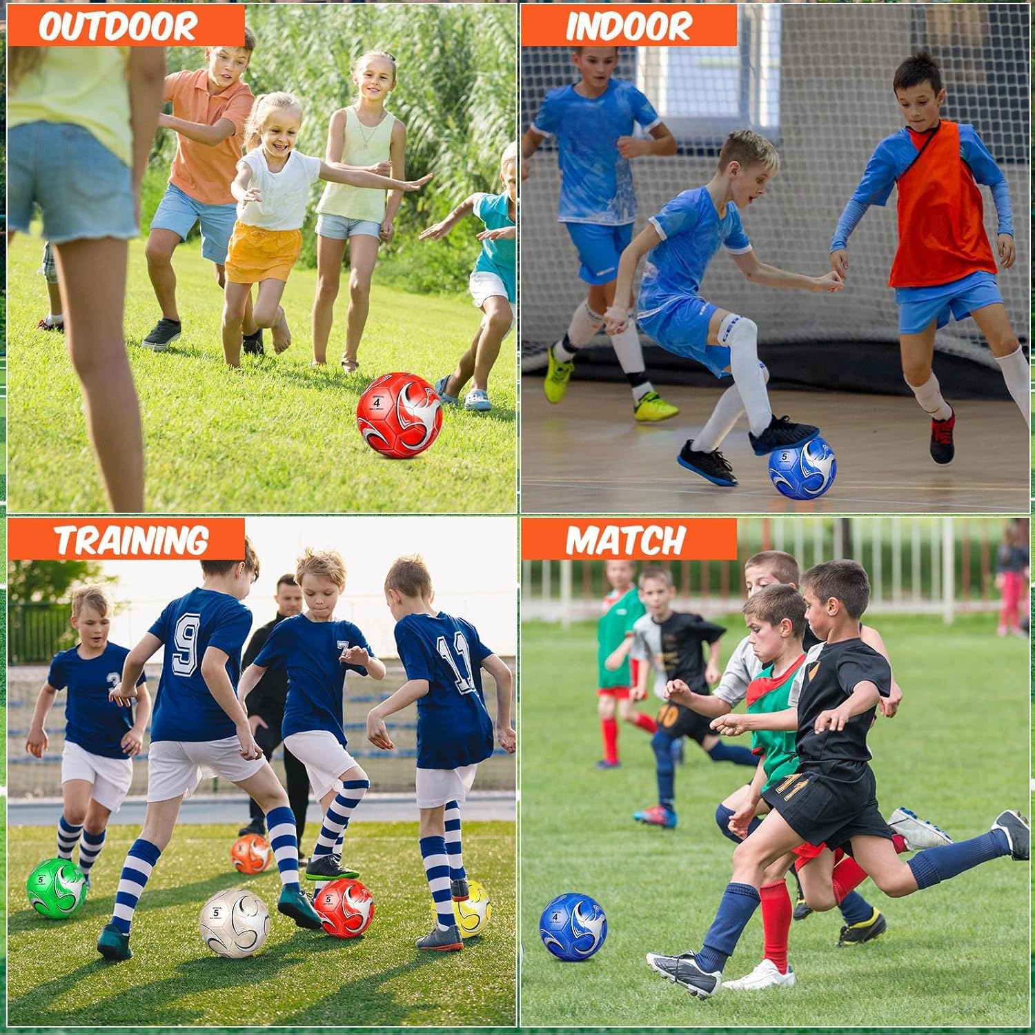 Ceenna 6 Pcs Christian Charity Donation Supplies Deflated Soccer Ball Bulk with Pump Bag Official Size Outside Sport Operation Christmas Machine Stitched Ball for Child - Image 4