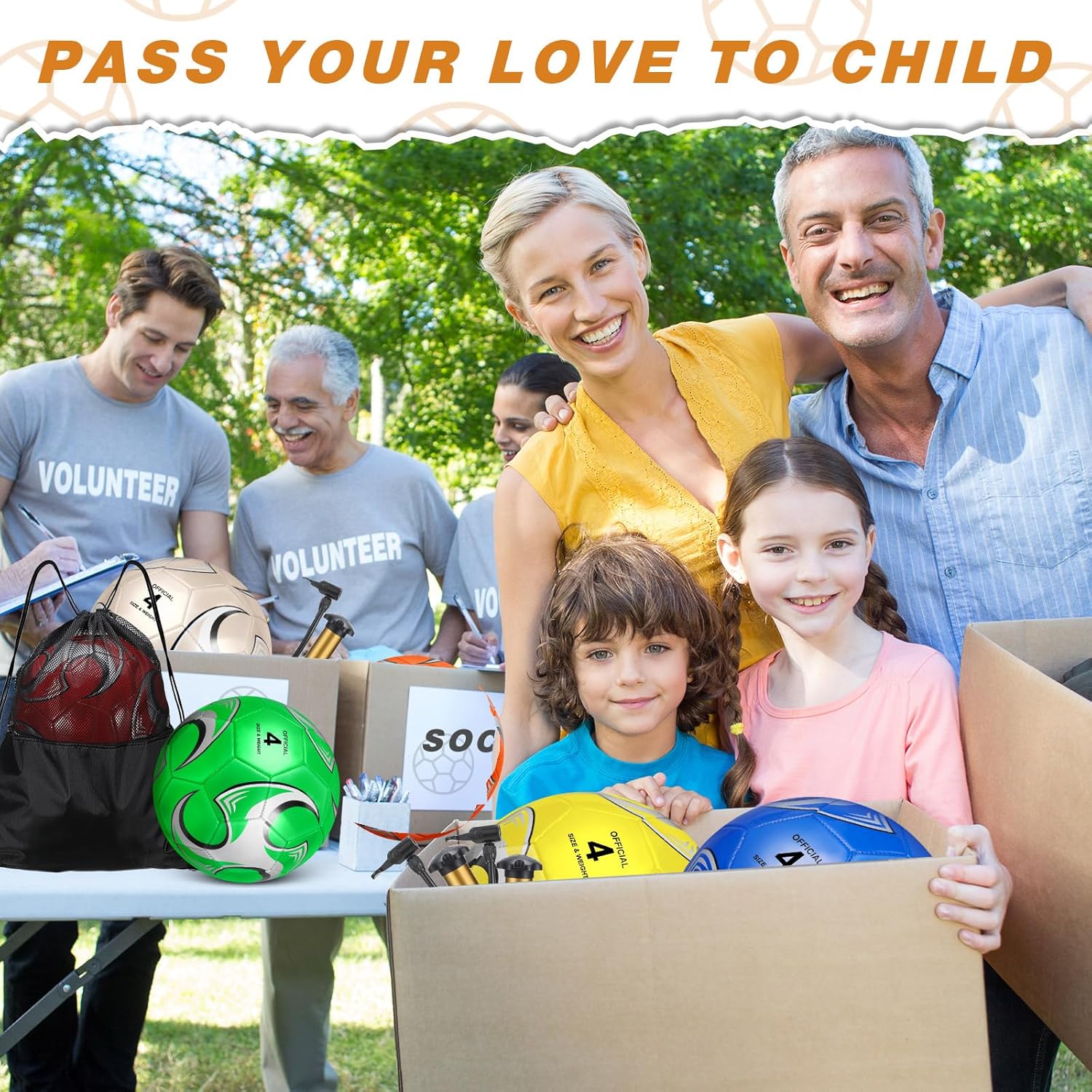 Ceenna 6 Pcs Christian Charity Donation Supplies Deflated Soccer Ball Bulk with Pump Bag Official Size Outside Sport Operation Christmas Machine Stitched Ball for Child - Image 7