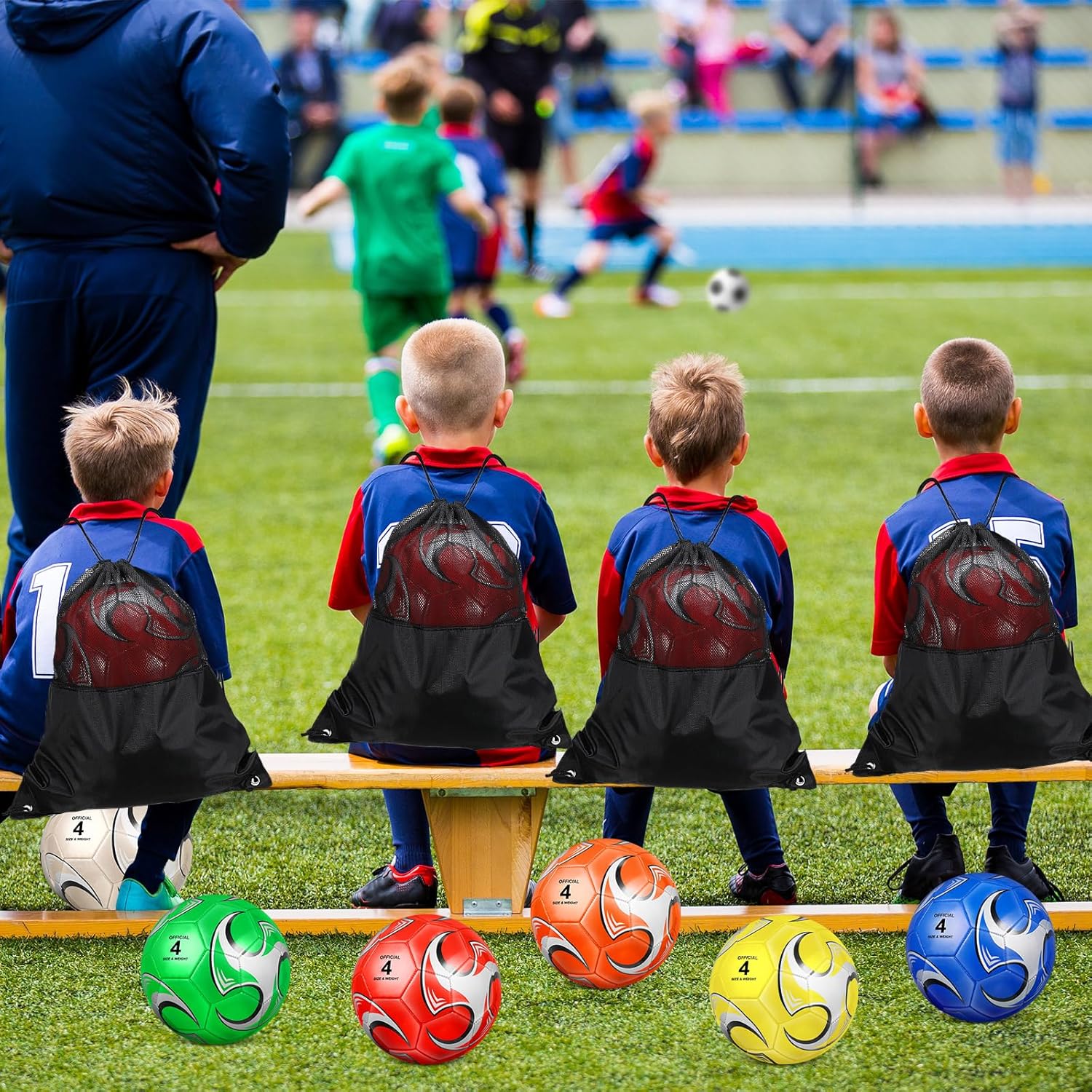 Ceenna 6 Pcs Christian Charity Donation Supplies Deflated Soccer Ball Bulk with Pump Bag Official Size Outside Sport Operation Christmas Machine Stitched Ball for Child - Image 6