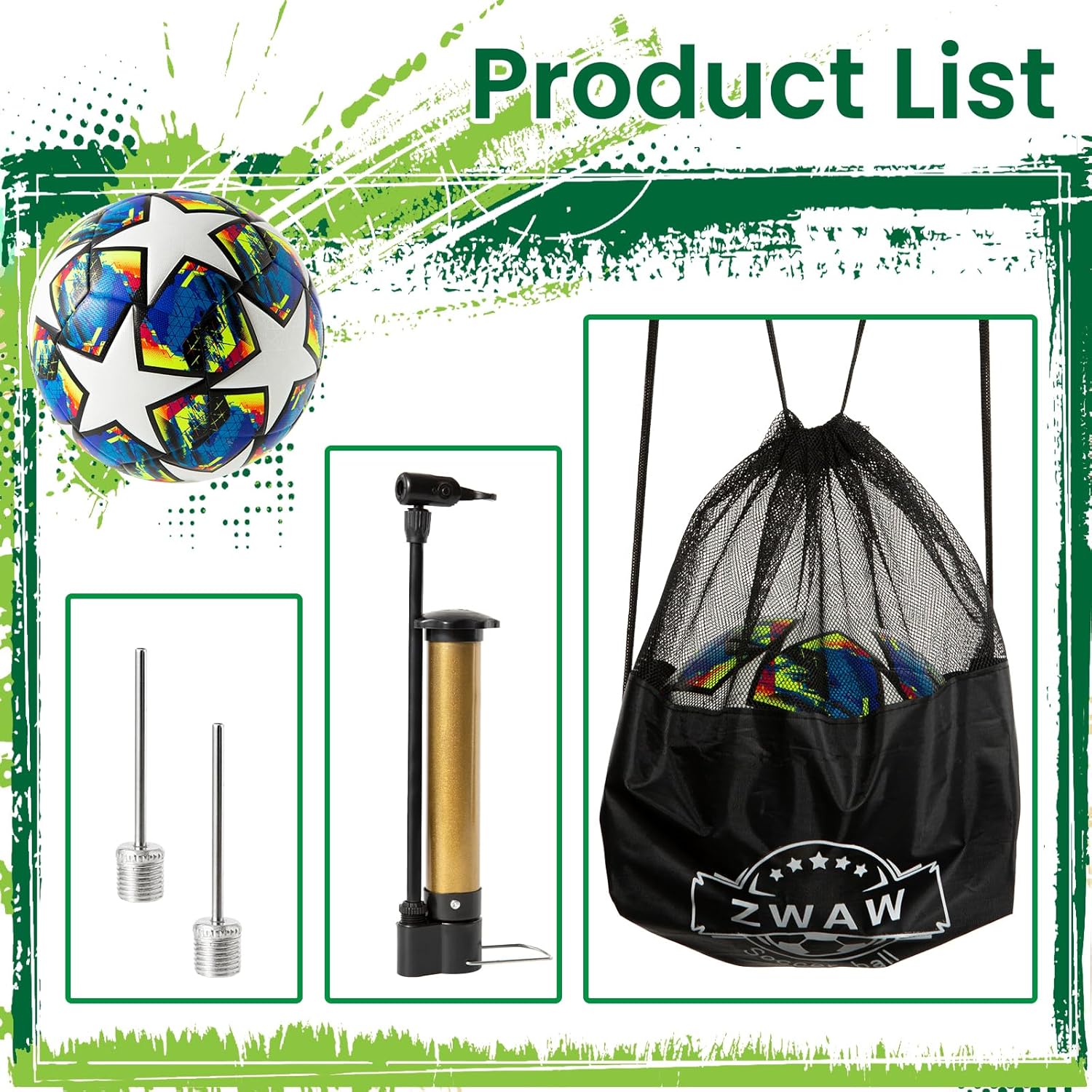 Size 5 Soccer Ball, Waterproof PU Leather, Official Match Ball, with Pump & Needles - Image 2