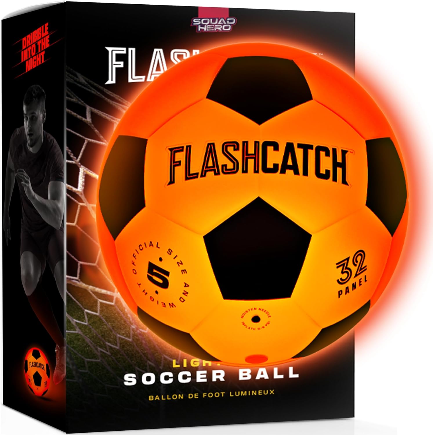 Light Up Soccer Ball - Glow in The Dark - NO 5 - Sports Gear Gifts for Boys & Girls 8-15+ Year Old - Kids, Teens Gift Birthday Ideas - Cool Boy Toys Ages 8 to 15 Glowing Night Activity