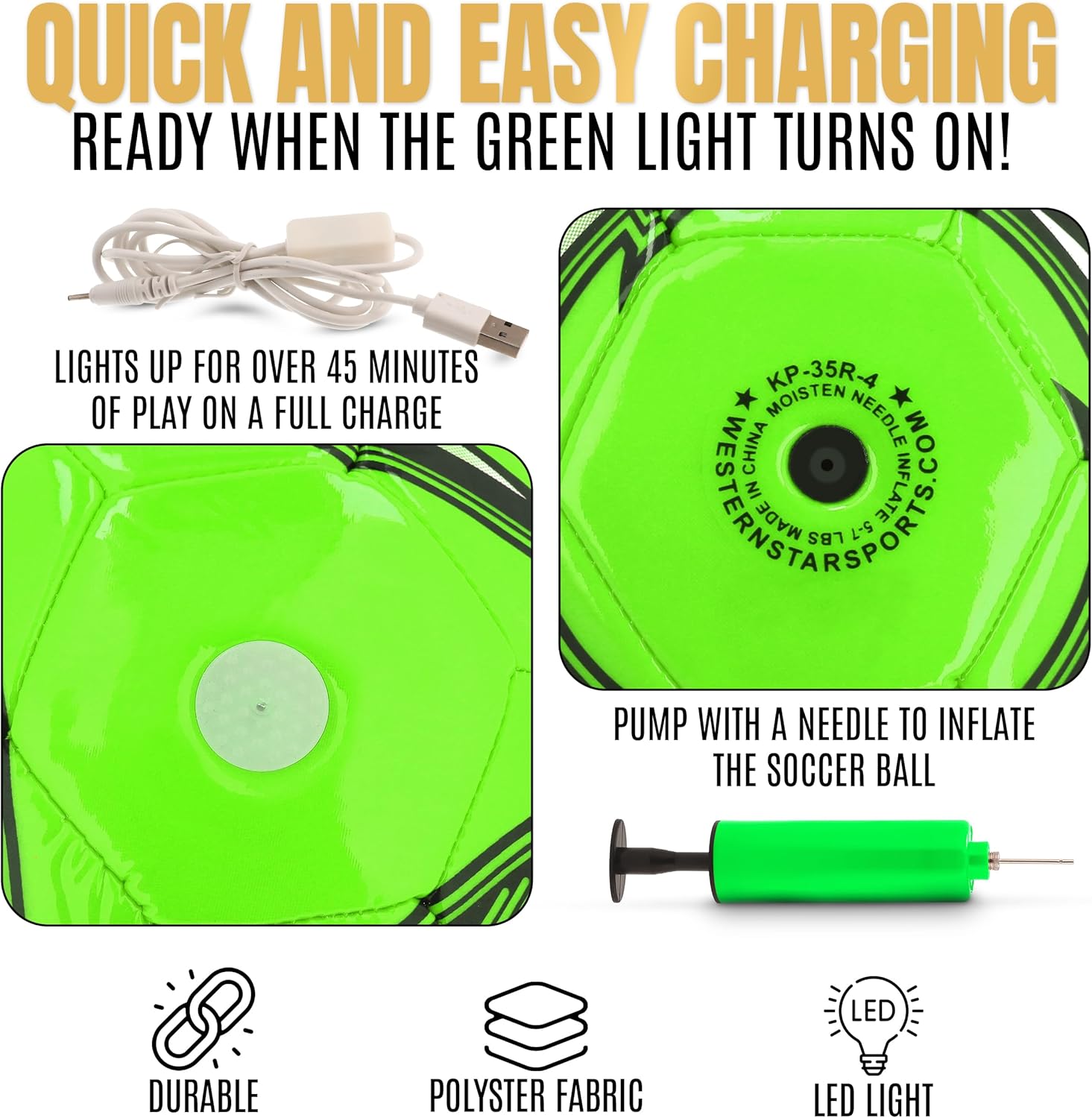 LED Light Up Soccer Ball - Size 4 & Size 5 - Only Rechargeable Soccer Ball - Attractive and Durable Designs - Gifts for Boys Ages 8-15 - Extra Bright - Image 8