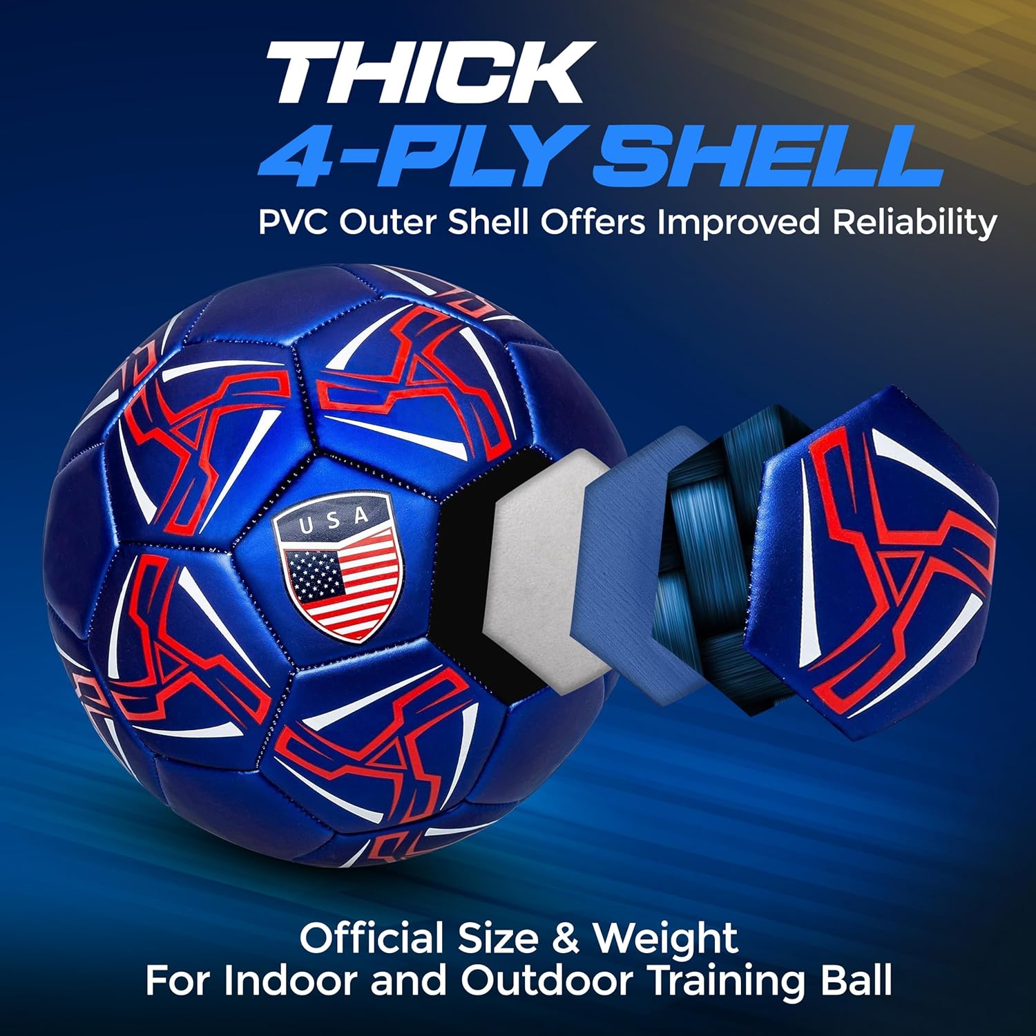 Western Star Soccer Ball USA Size 4 & Size 5 - Official Match Grade Soccer Balls - Youth & Adult - Attractive and Durable Design - Image 3