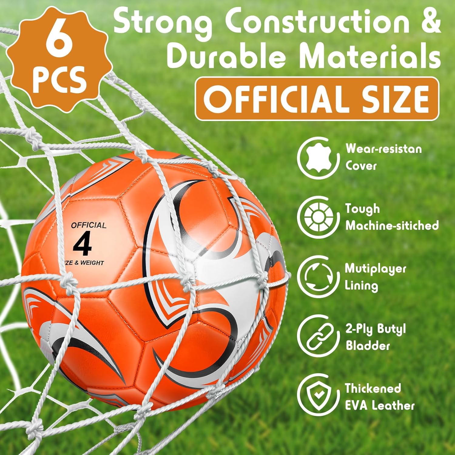 Ceenna 6 Pcs Christian Charity Donation Supplies Deflated Soccer Ball Bulk with Pump Bag Official Size Outside Sport Operation Christmas Machine Stitched Ball for Child - Image 3