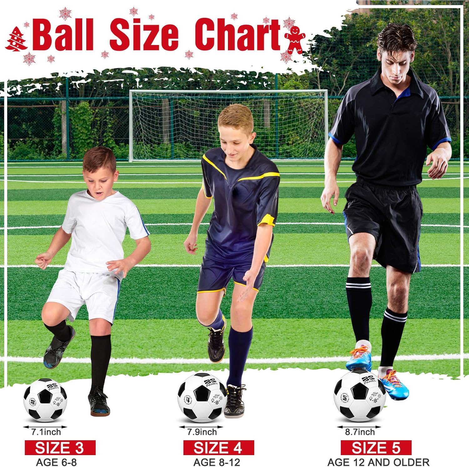 Shappy 4 Pcs Operation Christmas Deflated Soccer Ball Bulk with Pump Mesh Bag Official Size 3 4 5 Indoor Outdoor Colorful Sport Gift Child Adult Charity Donation - Image 2