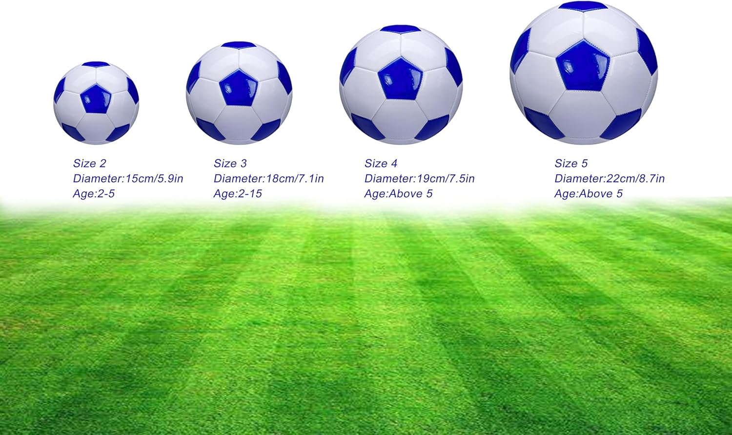 Soccer Ball Size 2,3,4,5 White Blue Outdoor and Indoor School Sports Activity Anti-Explosion Classic Design Suitable for Kids Toddler Boy Gift Training Practice - Image 2