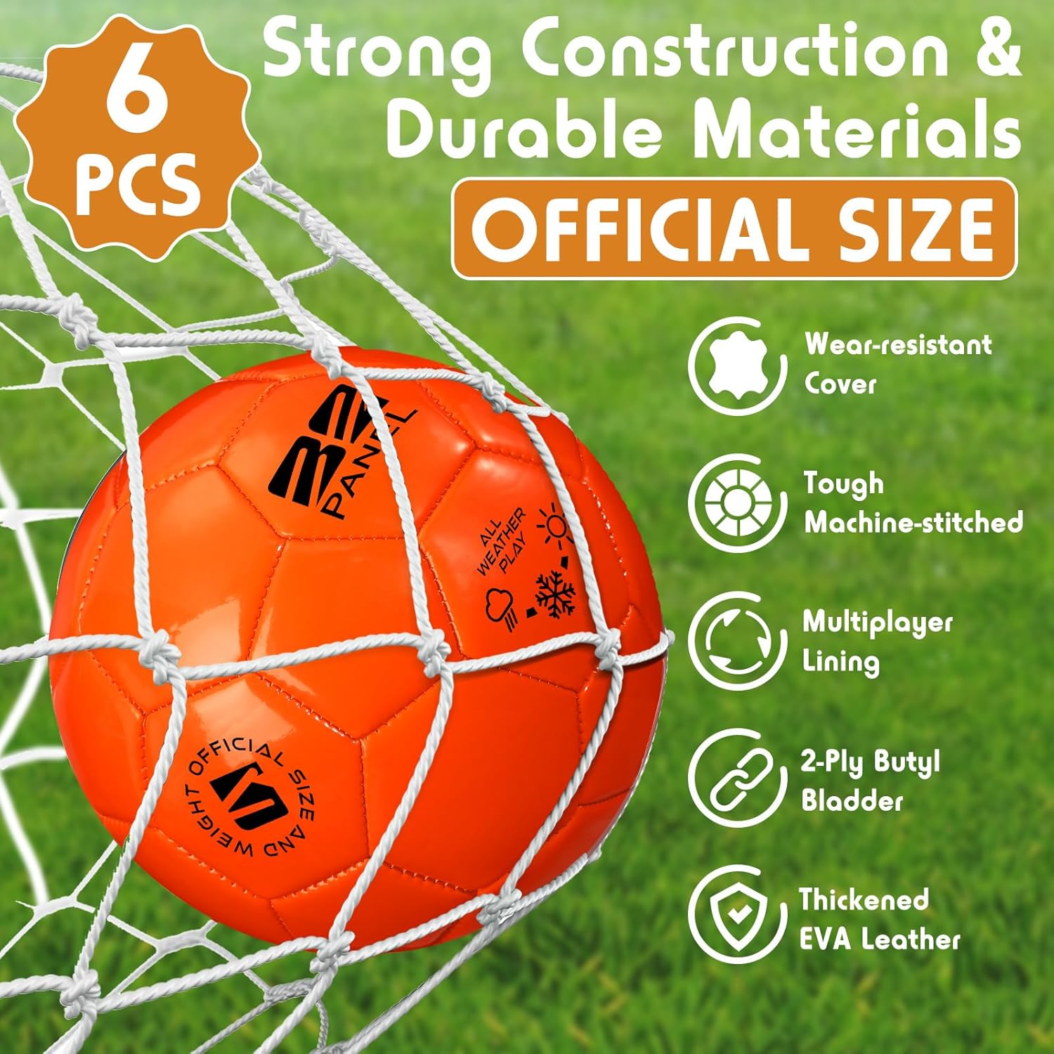 6 Pcs Operation Christmas Soccer Ball Bulk with Pump Needles, Official Deflated Soccer Ball Gift for Youth Adult Game Training Practice Christian Charity Donation - Image 4