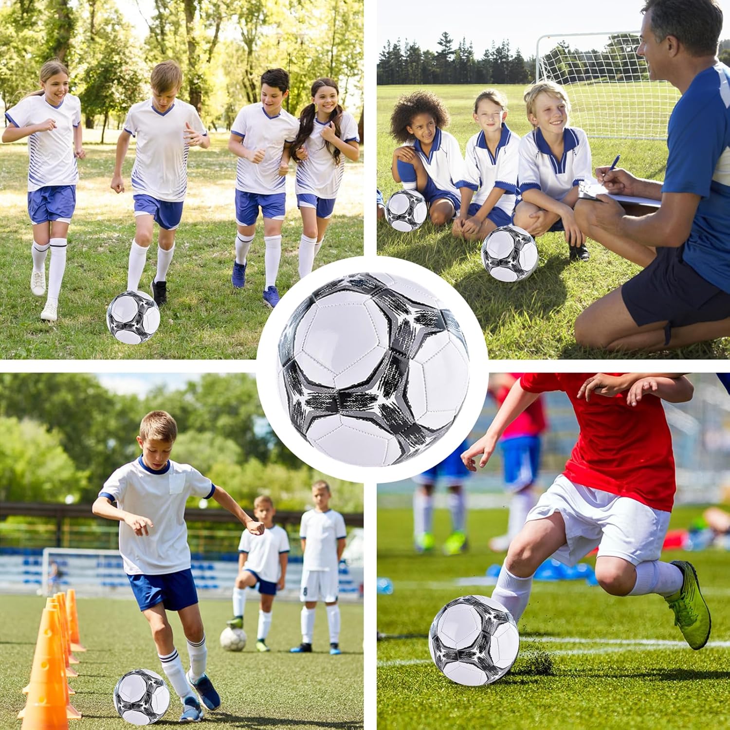 6 Pack Classic deflated Soccer Balls Size 3/4/5 with Pump and Mesh Bag for Indoor Outdoor Lawn Game Training Practice Bulk Sport Gift for Teens Adults - Image 5