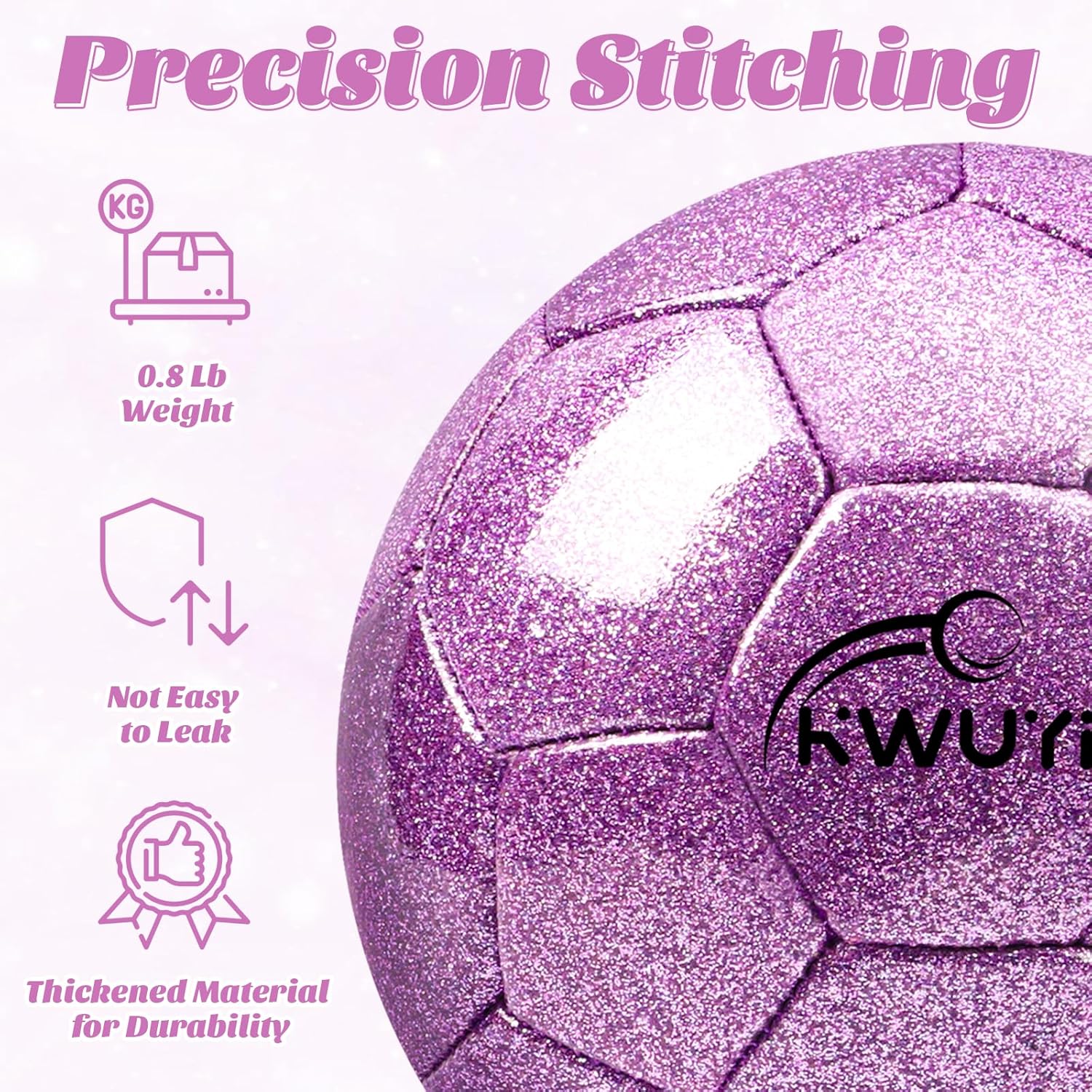Size 3 4 5 Glitter Pink Gold Purple Soccer Ball with Pump Youth Toddler Soccer Ball for Kids Aged 4-6 6-8 8-12 Training Ball for Teens Boys Girls - Image 5