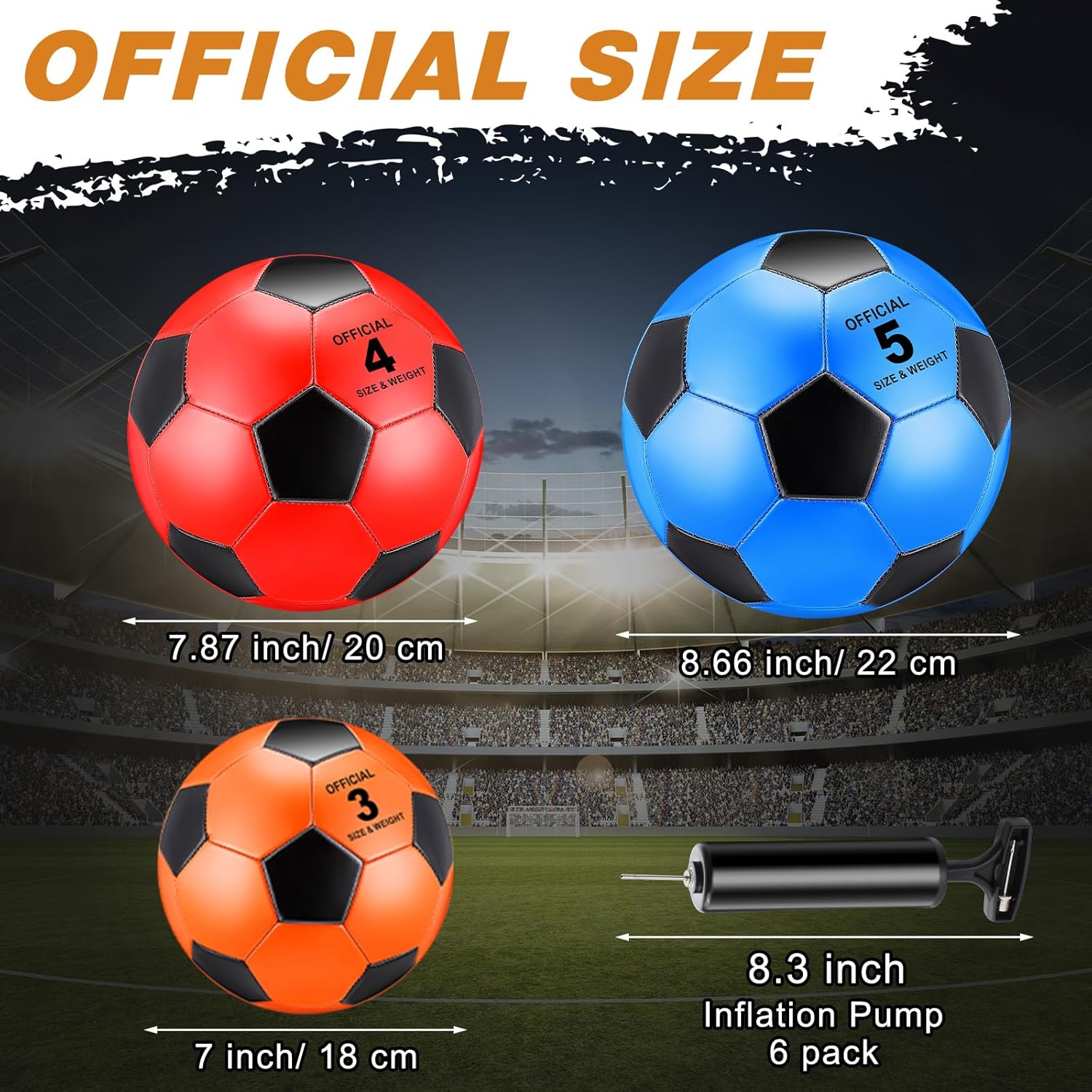 12 Pack Operation Christmas Bulk Items Soccer Ball with Pump Needles, Official Size 3/4/5 Soccer Ball Deflated Gift for Christian Charity Donation Training Practice - Image 2