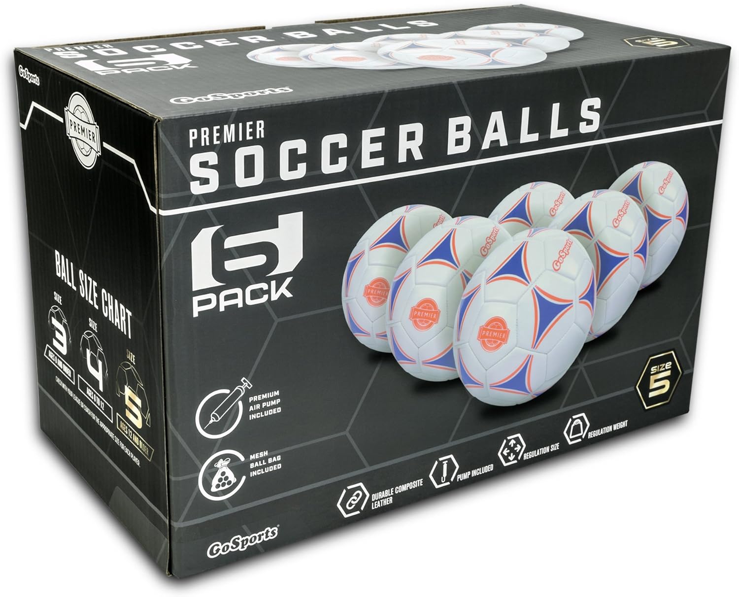 GoSports Premier Soccer Balls - Single or 6 Pack - Sizes 3, 4, 5, with Ball Pump - Image 7