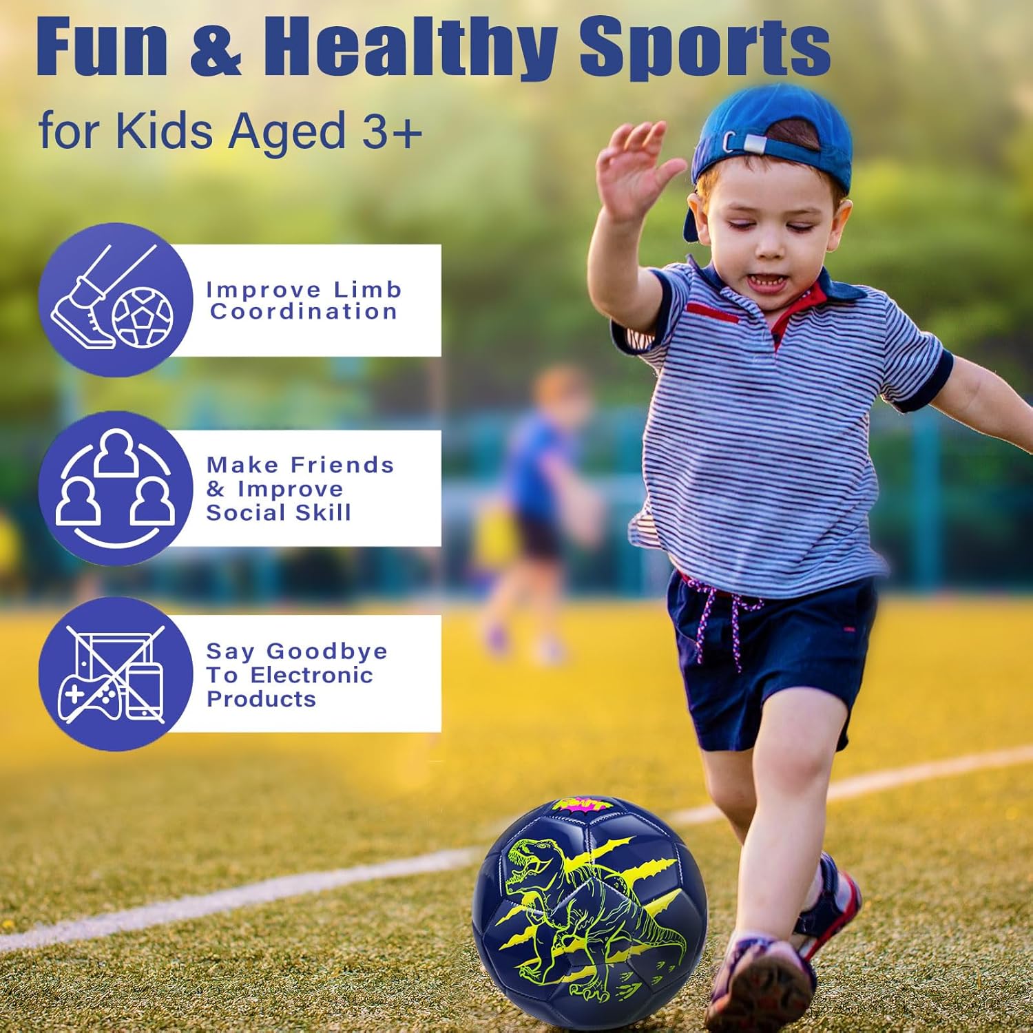 Size 3 Soccer Ball for Boys Kid Ages 3 4-6 6-8 Outdoors Indoor Sports Recreation Soccer Ball for Boys Toddlers Children Christmas Birthday - Image 3