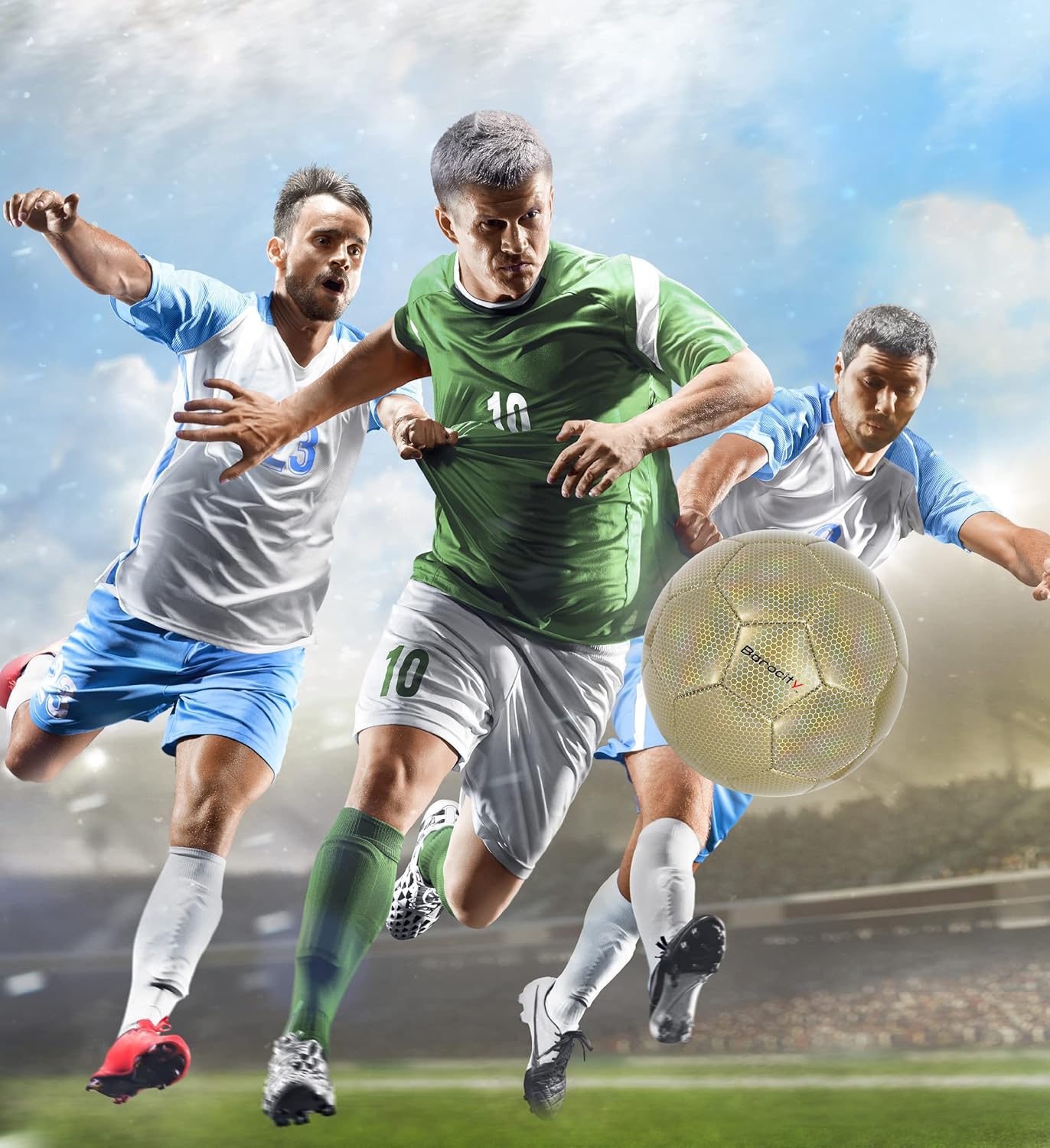 Soccer Ball - Premium Boy and Girl Official Match Ball with Cool Reflective Iridescent Rainbow Hex Pattern, Durable, Indoor, Outdoor, Training, Practice, Playtime and Games - Image 6