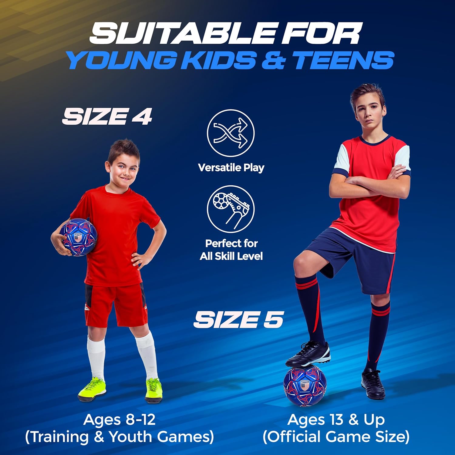 Western Star Soccer Ball USA Size 4 & Size 5 - Official Match Grade Soccer Balls - Youth & Adult - Attractive and Durable Design - Image 5