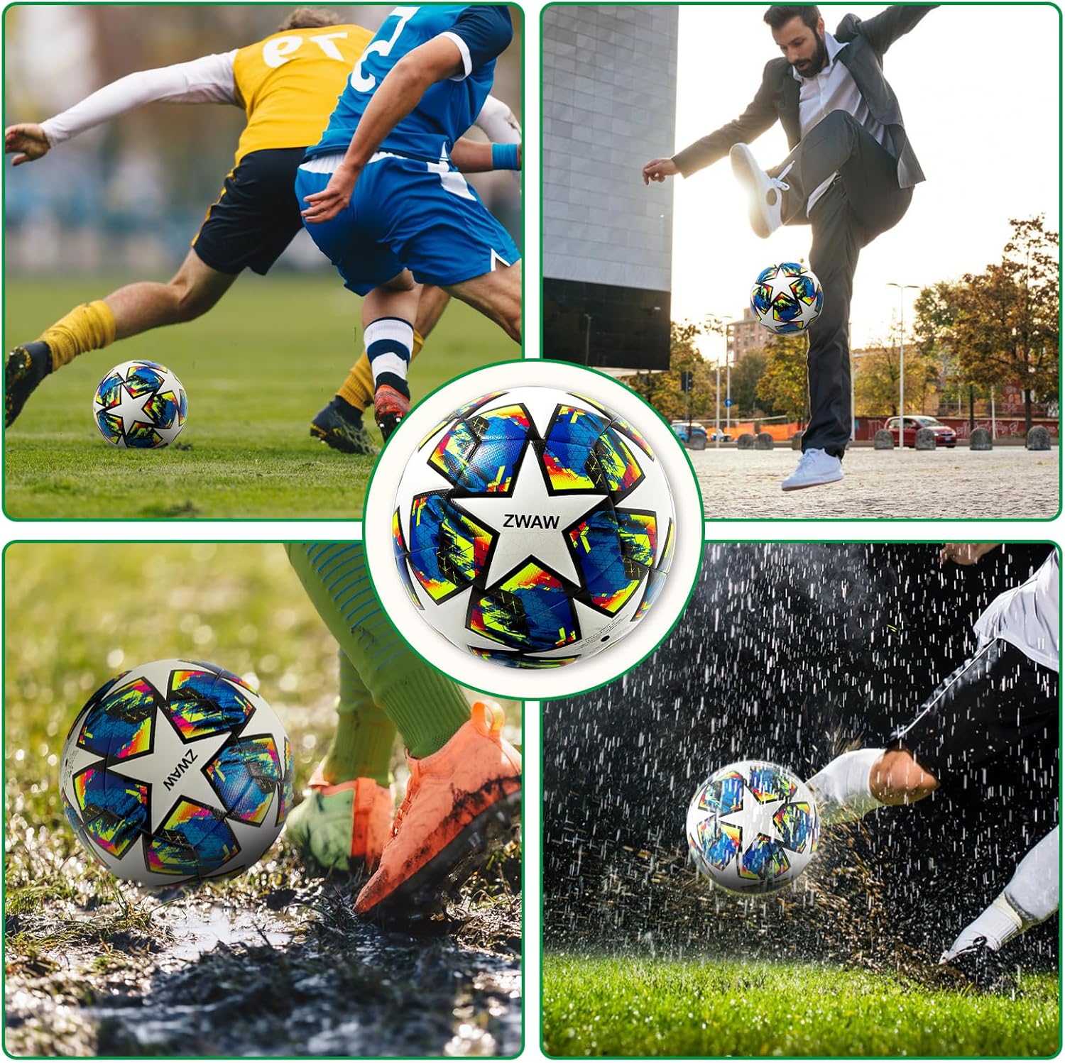 Size 5 Soccer Ball, Waterproof PU Leather, Official Match Ball, with Pump & Needles - Image 6