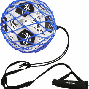 PodiuMax Handle Solo Soccer Kick Trainer with New Ball Locked Net Design, Soccer Ball Bungee Elastic Training Juggling Net (Fits Ball Size 3, 4, 5)