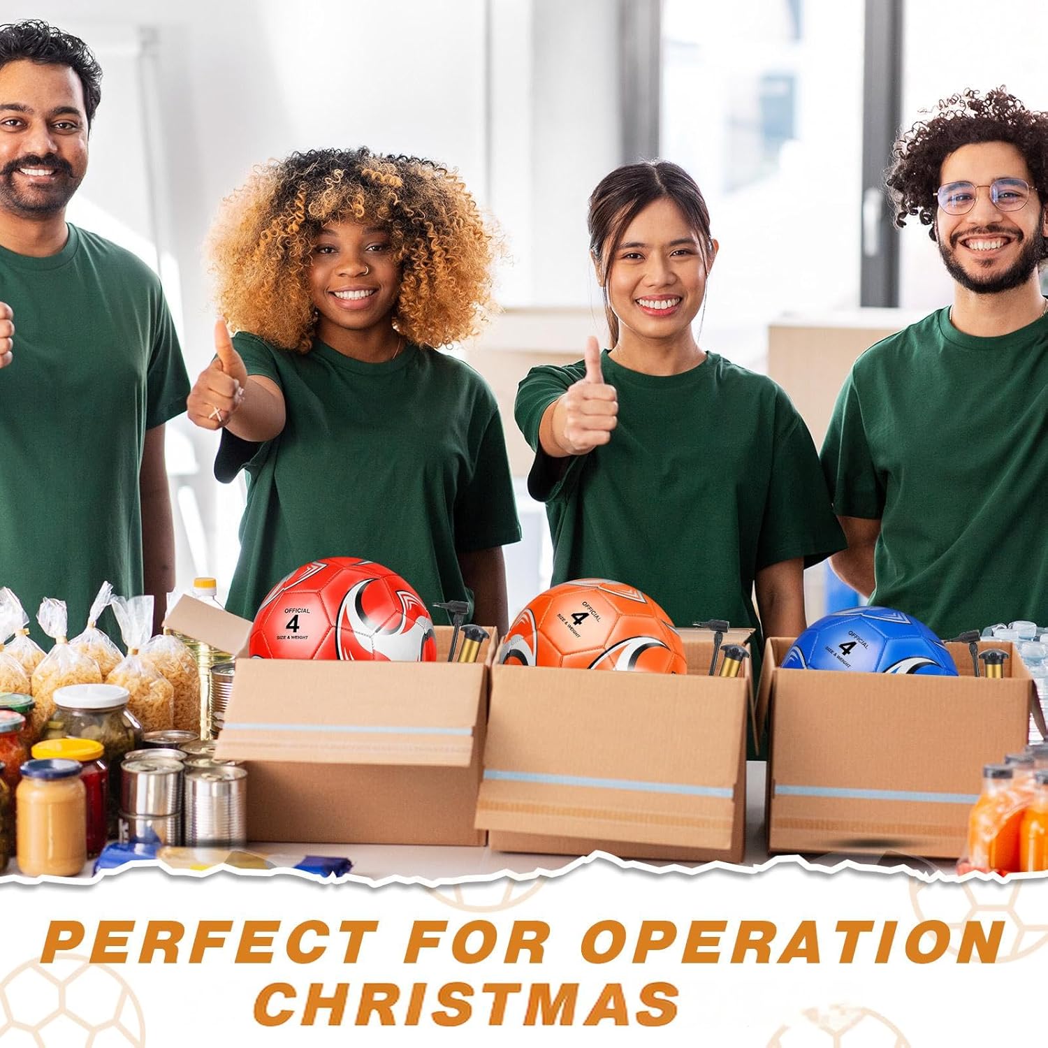 Ceenna 6 Pcs Christian Charity Donation Supplies Deflated Soccer Ball Bulk with Pump Bag Official Size Outside Sport Operation Christmas Machine Stitched Ball for Child - Image 5