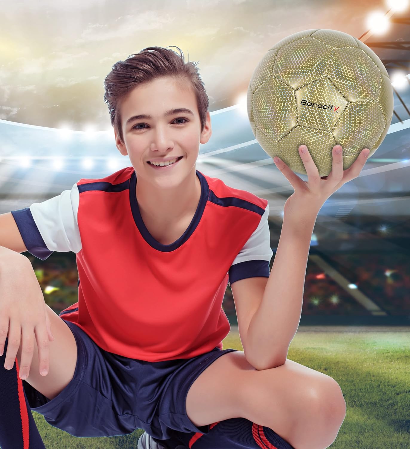 Soccer Ball - Premium Boy and Girl Official Match Ball with Cool Reflective Iridescent Rainbow Hex Pattern, Durable, Indoor, Outdoor, Training, Practice, Playtime and Games - Image 5