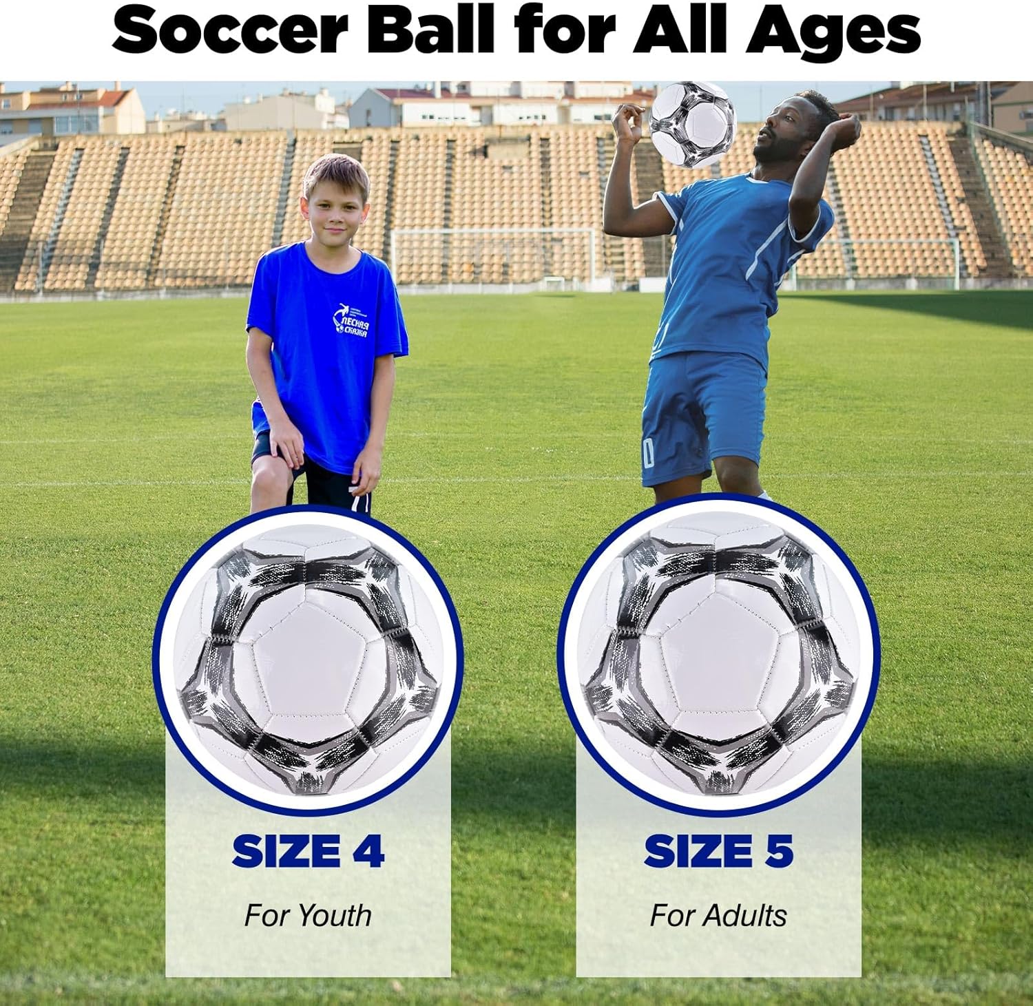 6 Pack Classic deflated Soccer Balls Size 3/4/5 with Pump and Mesh Bag for Indoor Outdoor Lawn Game Training Practice Bulk Sport Gift for Teens Adults - Image 3