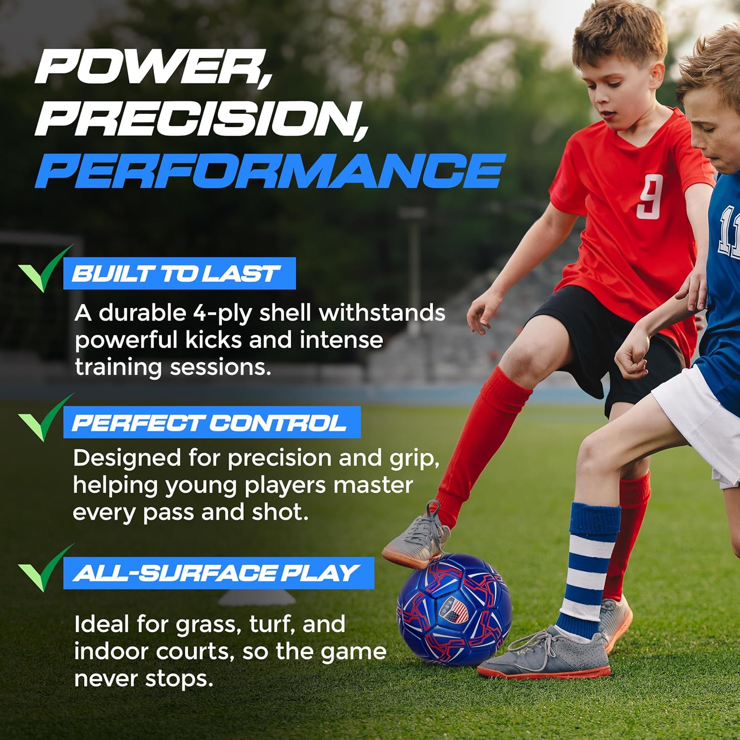 Western Star Soccer Ball USA Size 4 & Size 5 - Official Match Grade Soccer Balls - Youth & Adult - Attractive and Durable Design - Image 4