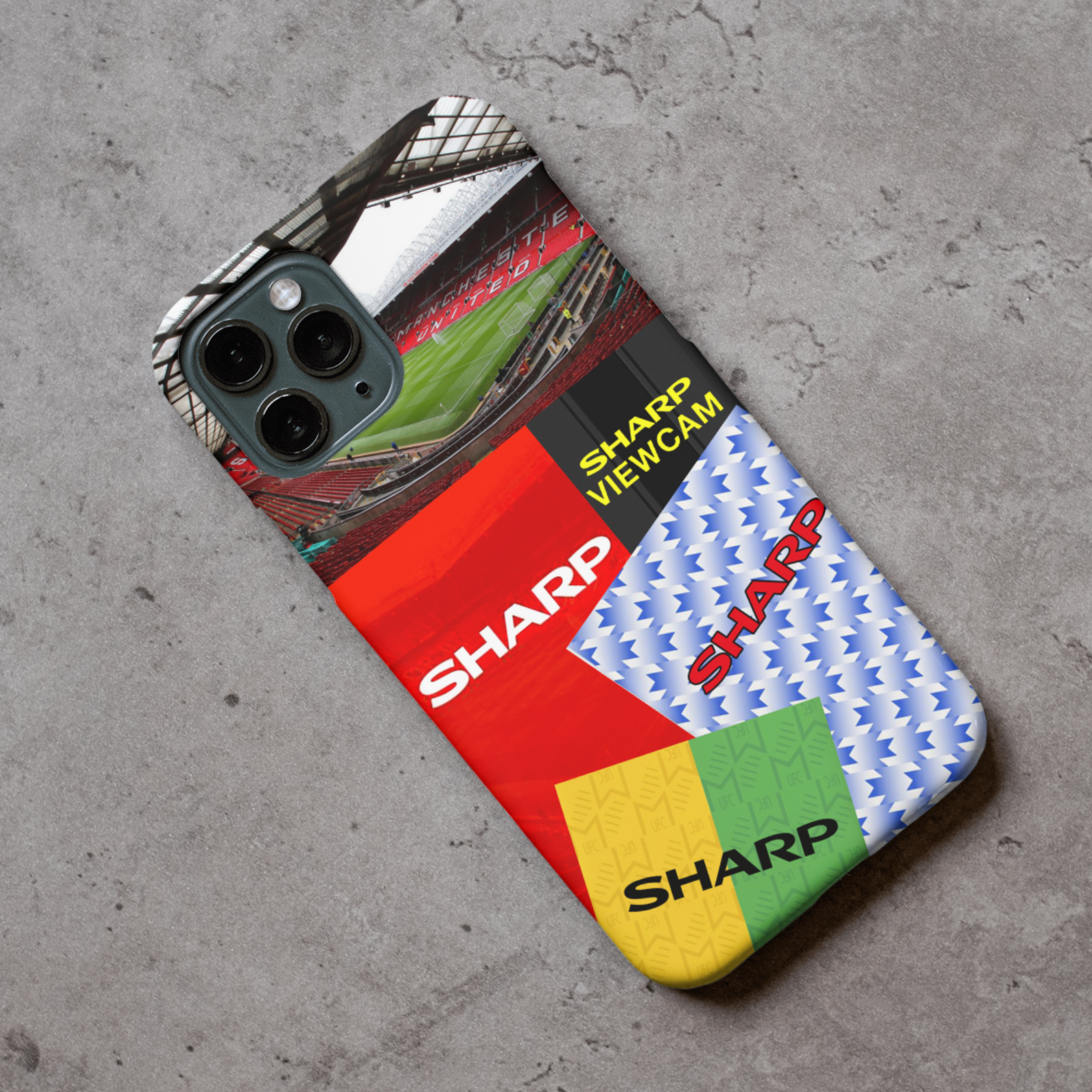 Man Utd Retro Collague Protective Premium Hard Rubber Silicone Phone Case Cover