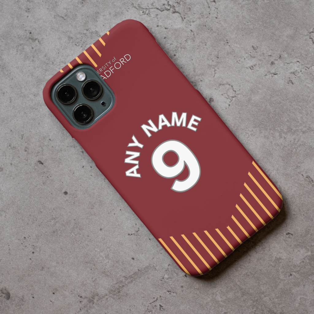 Bradford City 2025-2026 Home Football Shirt (choose any Name and Number) Protective Premium Rubber Silicone Phone Case