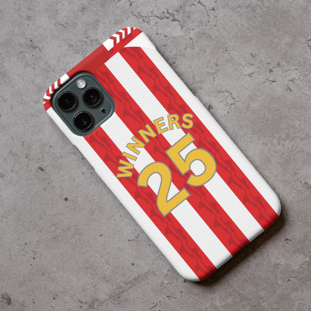 Sunderland 2024/25 WINNERS Home Football Shirt Protective Premium Hard Rubber Silicone Phone Case Cover