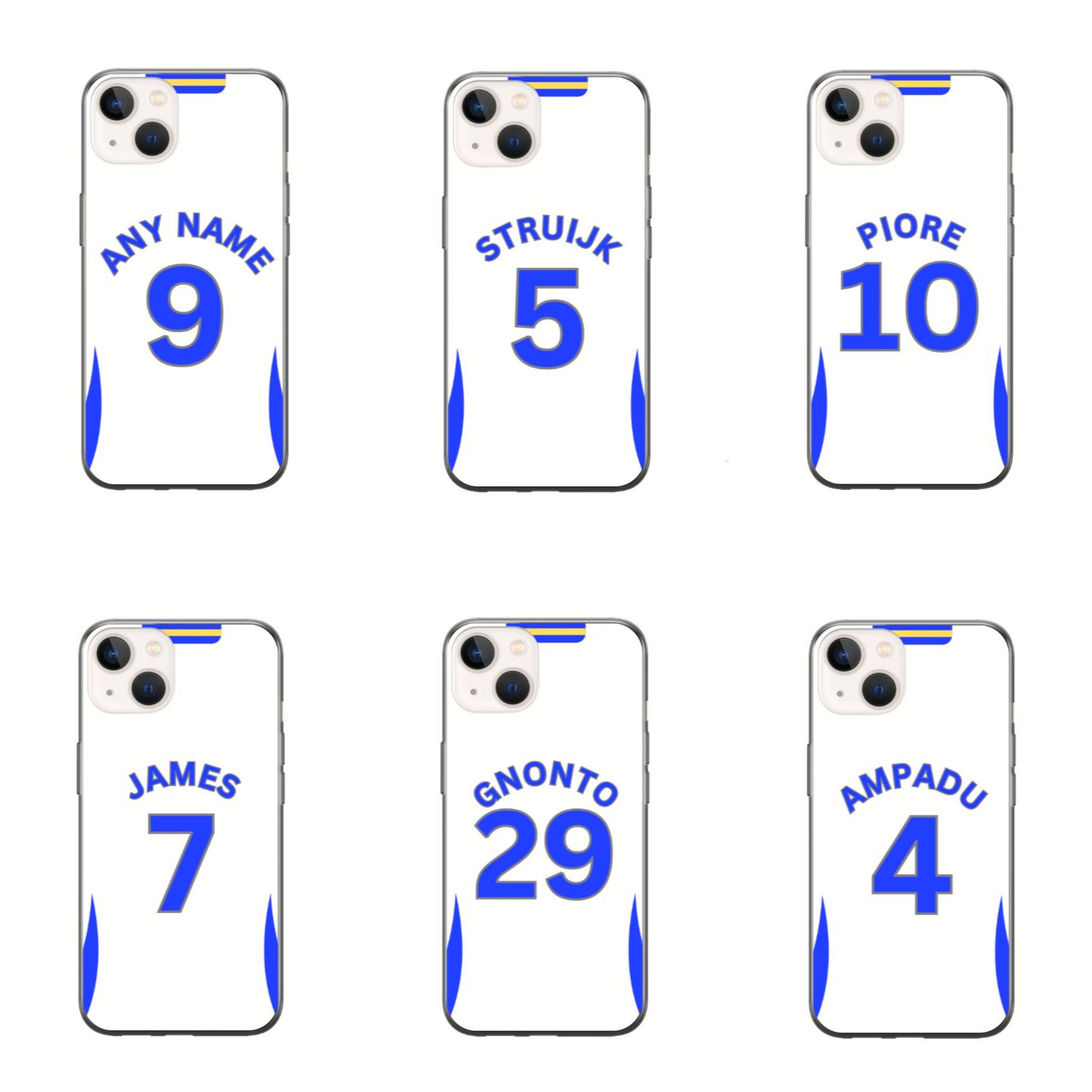 Leeds 2024-2025 Home Football Shirt (choose any Name and Number) Protective Premium Rubber Silicone Phone Case