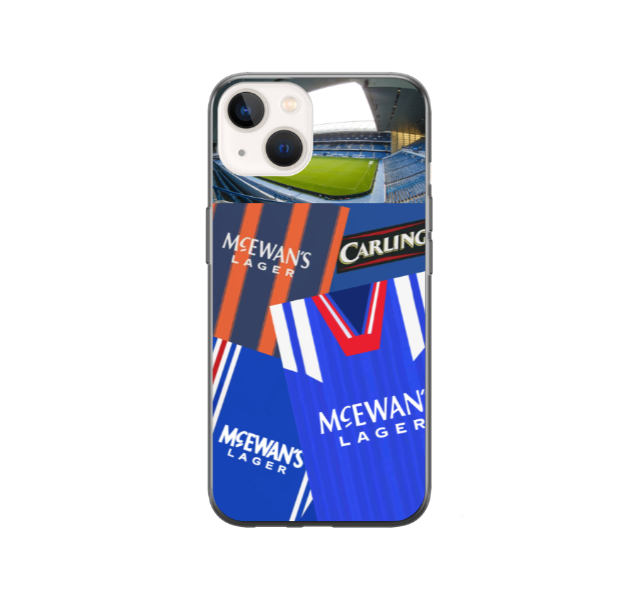 Rangers Retro Football Shirt Collage Protective Premium Rubber Silicone Phone Case - Image 2